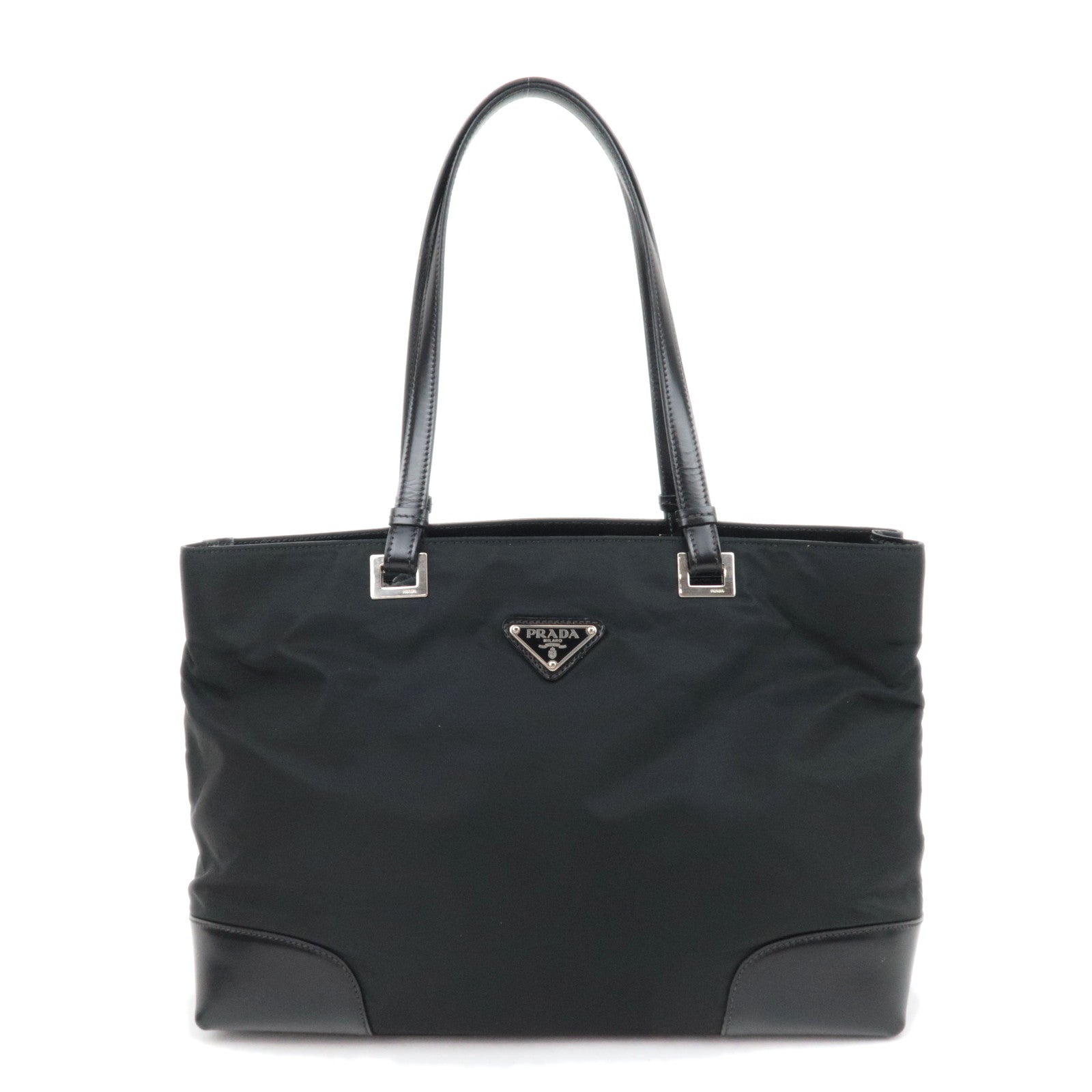 PRADA Nylon Leather Tote Bag Black88854