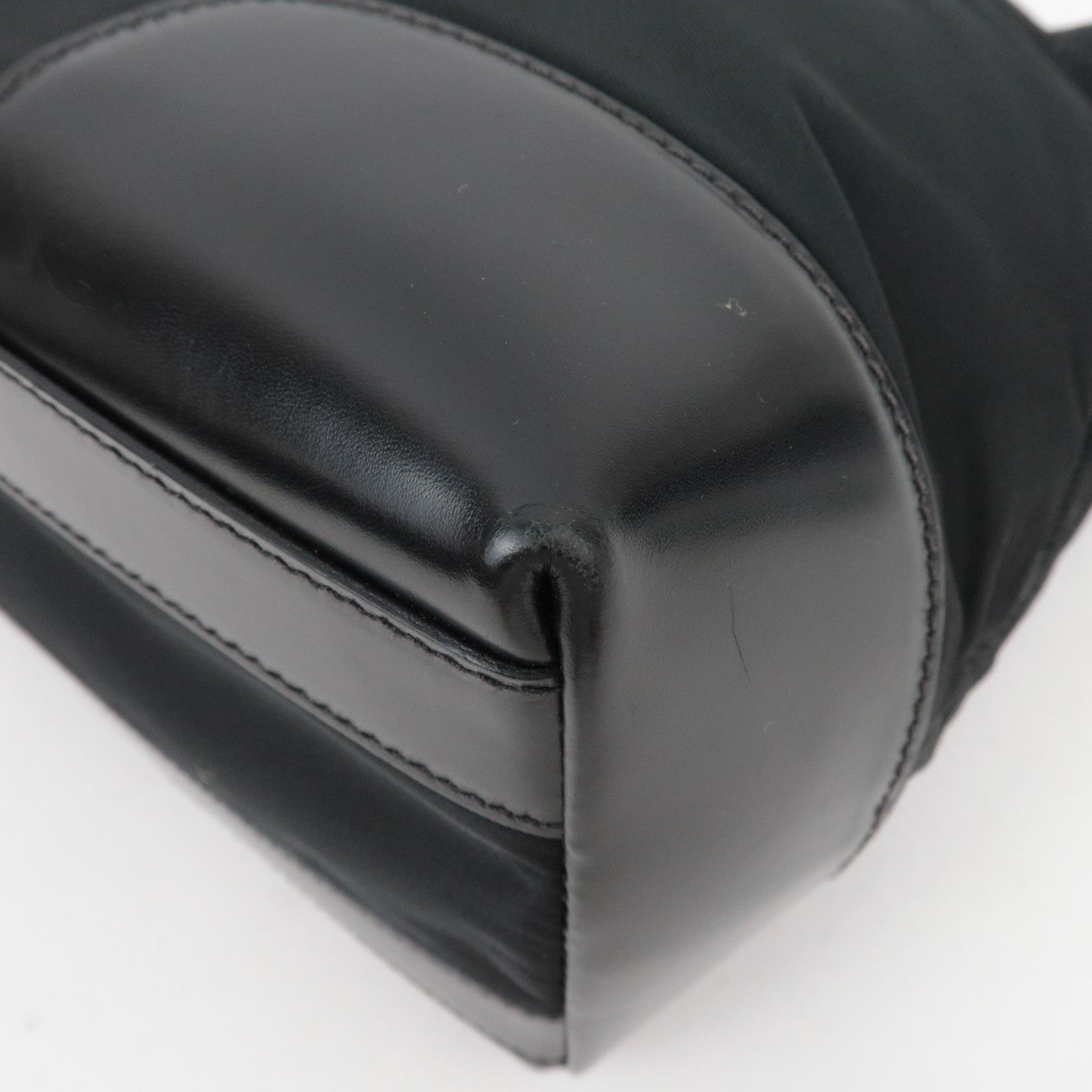 PRADA Nylon Leather Tote Bag Black