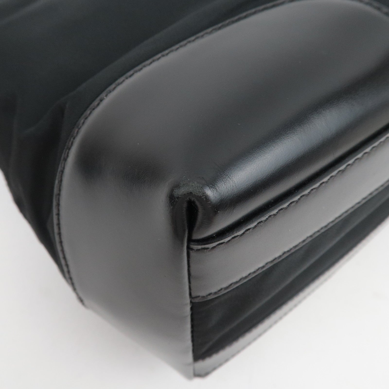 PRADA Nylon Leather Tote Bag Black