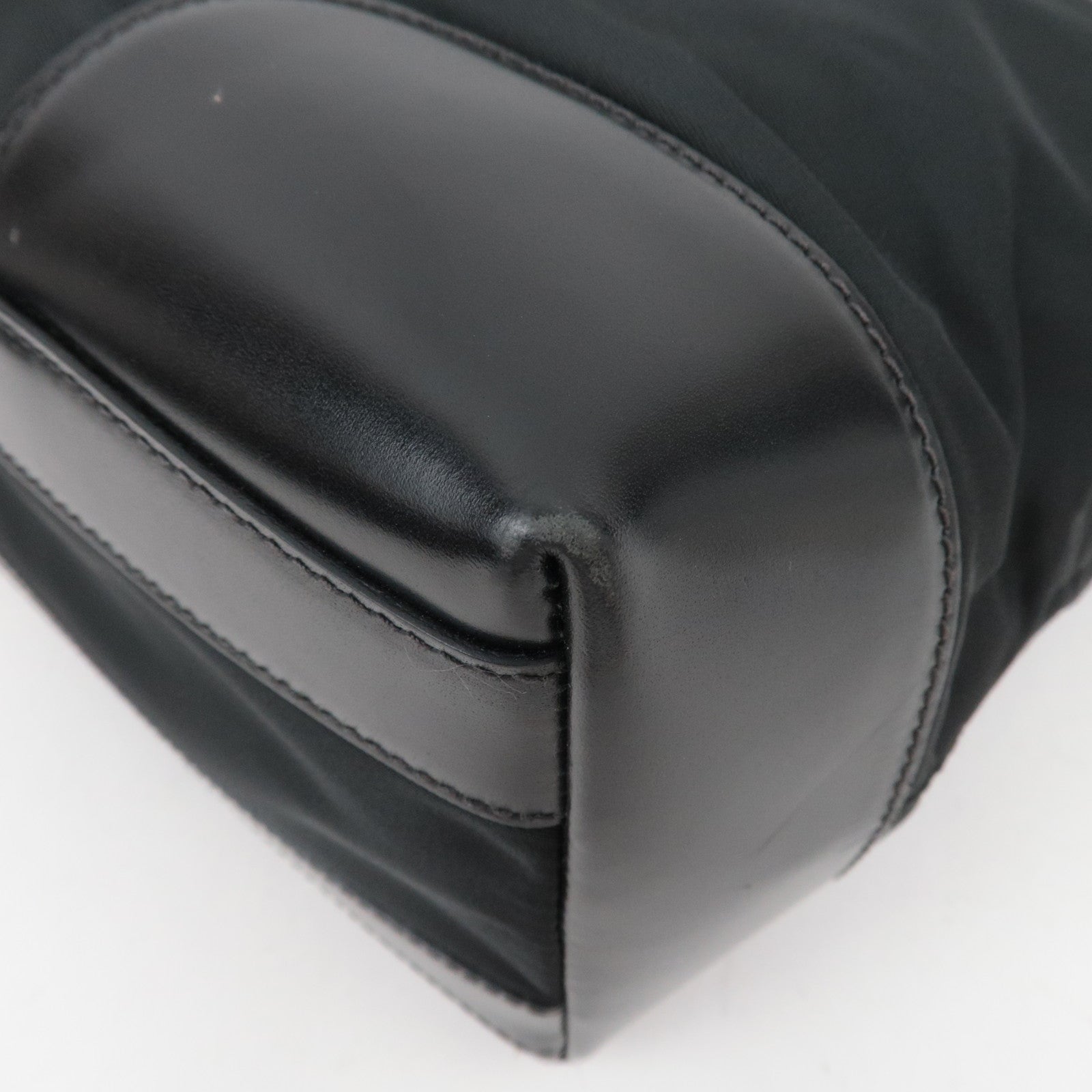 PRADA Nylon Leather Tote Bag Black