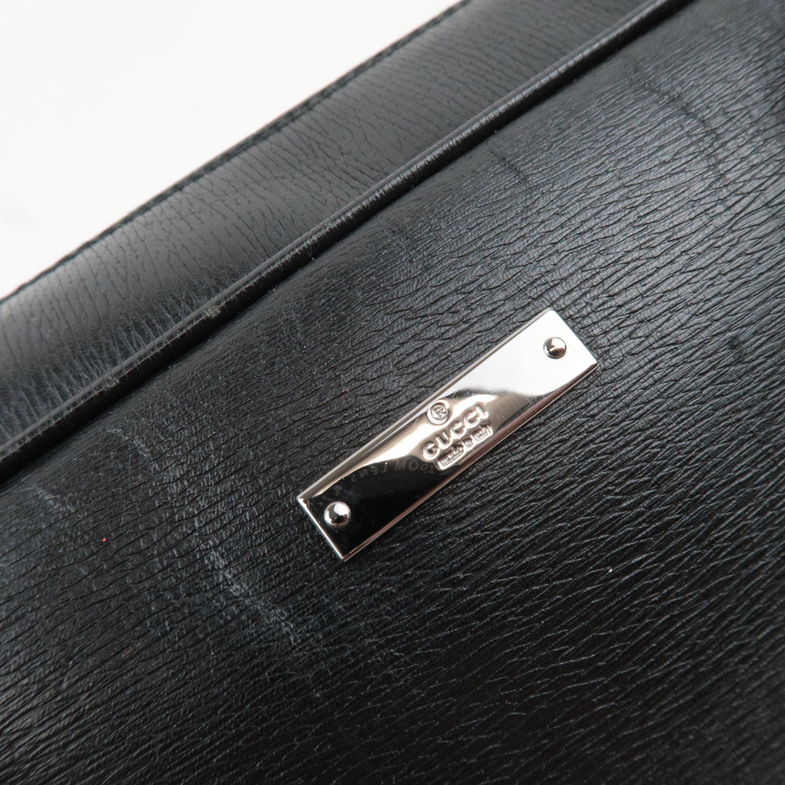 GUCCI Leather Shoulder Bag Black 002.1115