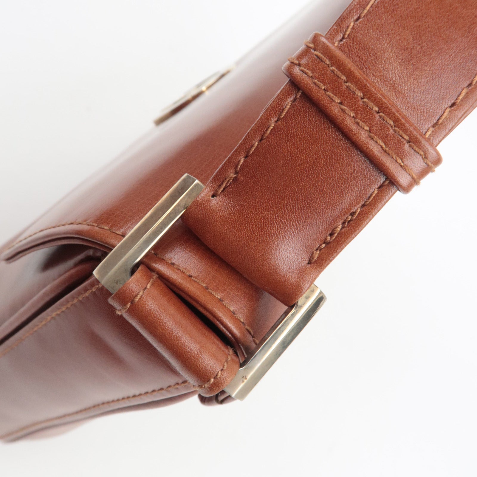 GUCCI Old Gucci Leather Shoulder Bag Brown