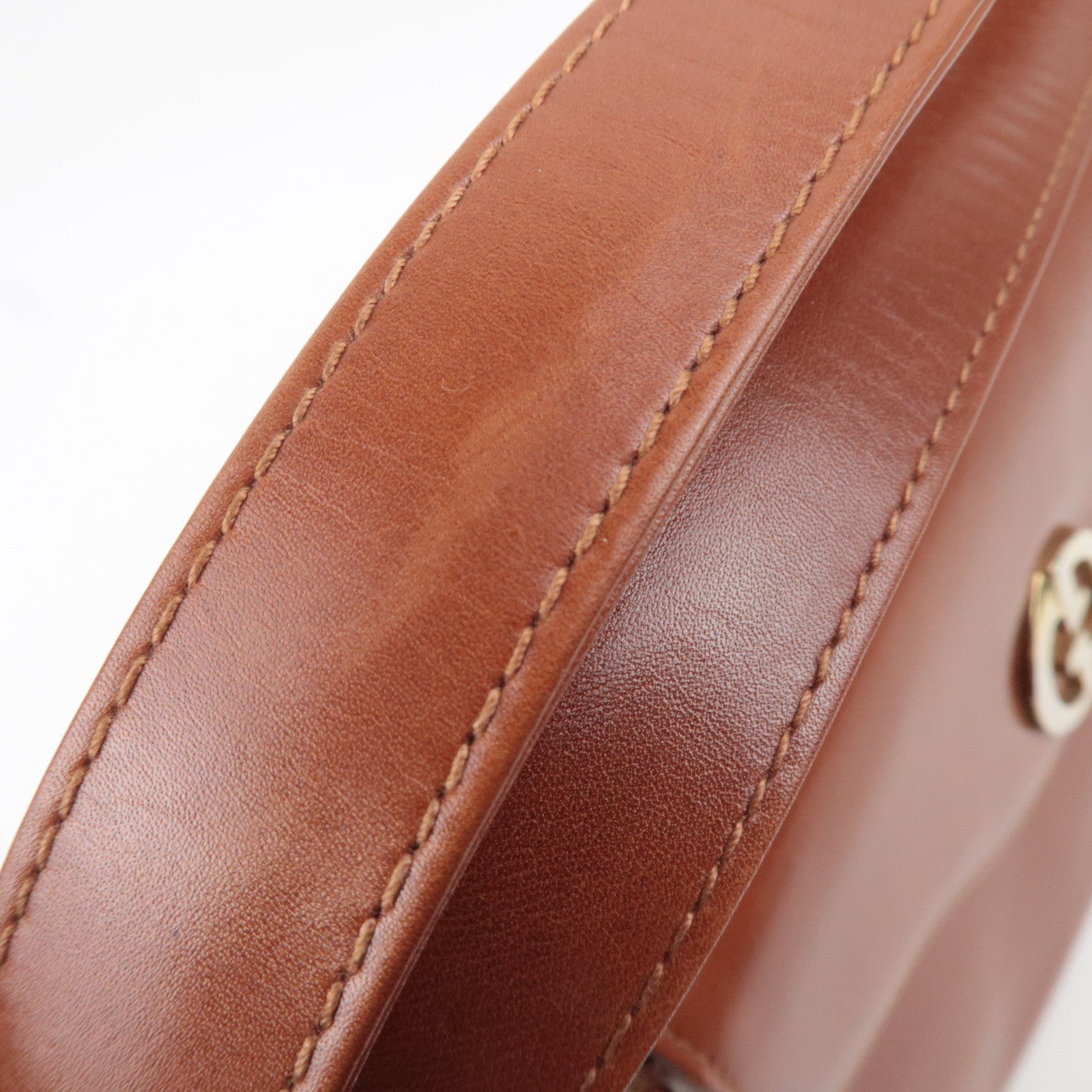 GUCCI Old Gucci Leather Shoulder Bag Brown