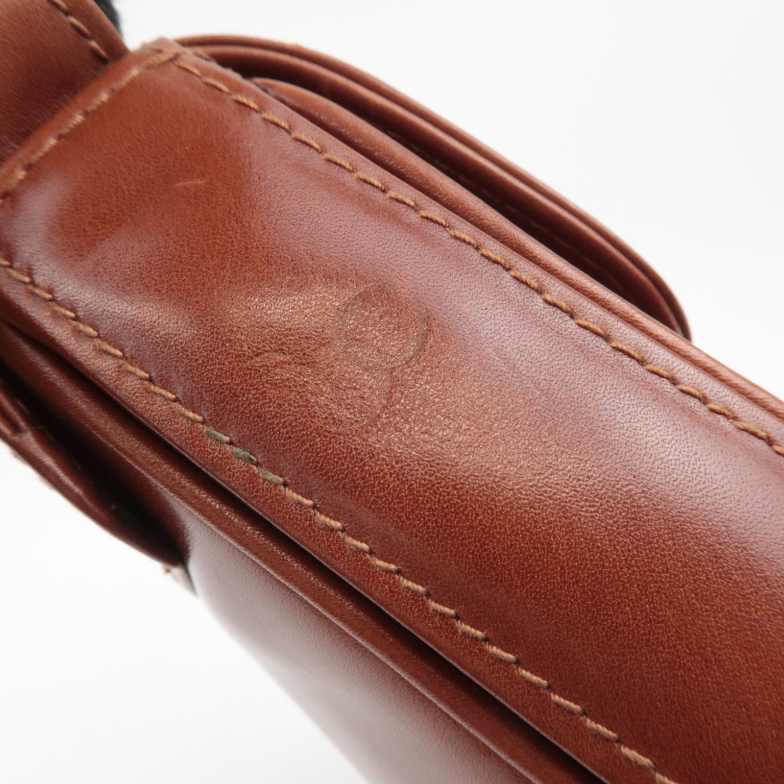 GUCCI Old Gucci Leather Shoulder Bag Brown
