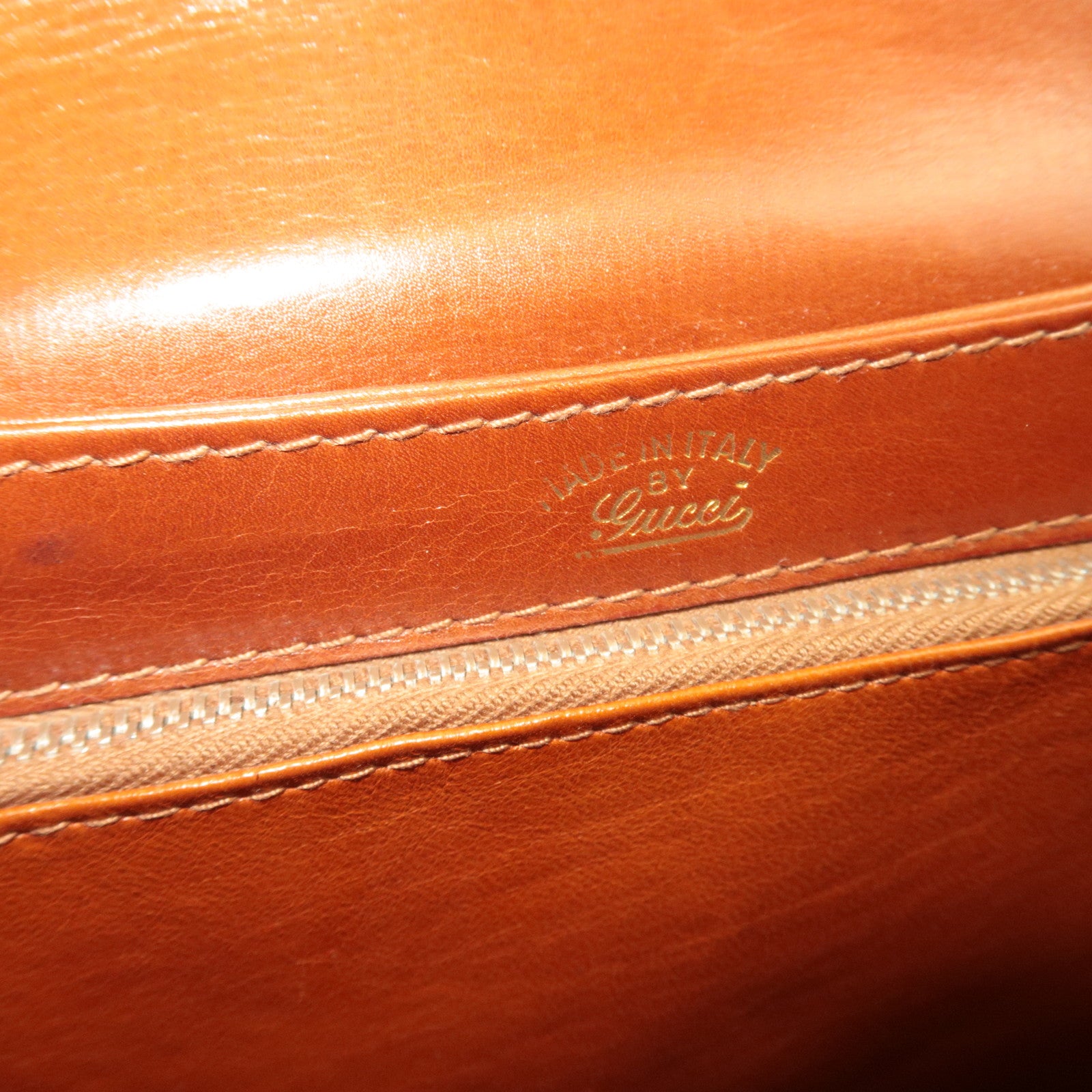 GUCCI Old Gucci Leather Shoulder Bag Brown