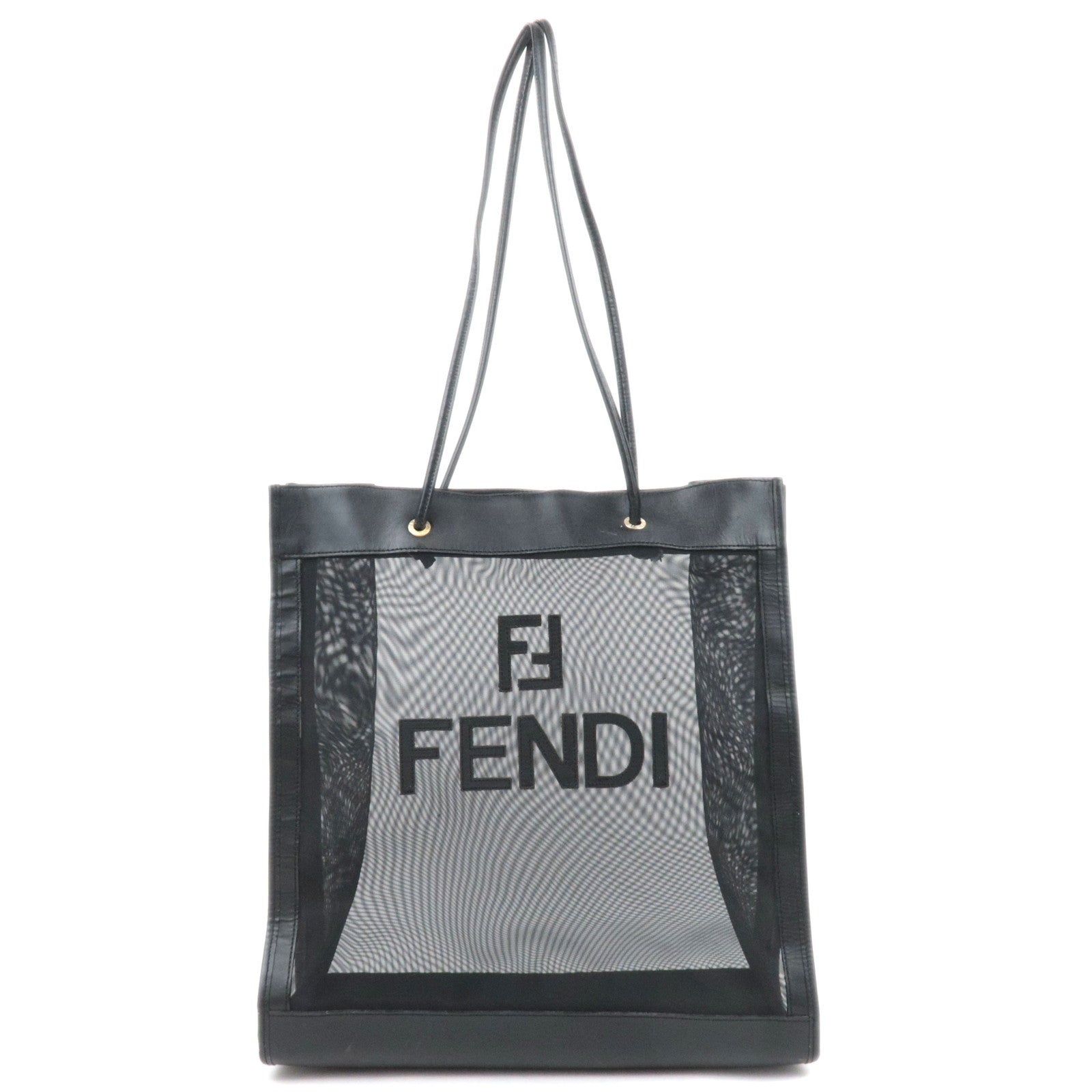 FENDI Logo Mesh Tote Bag Black 25964788859