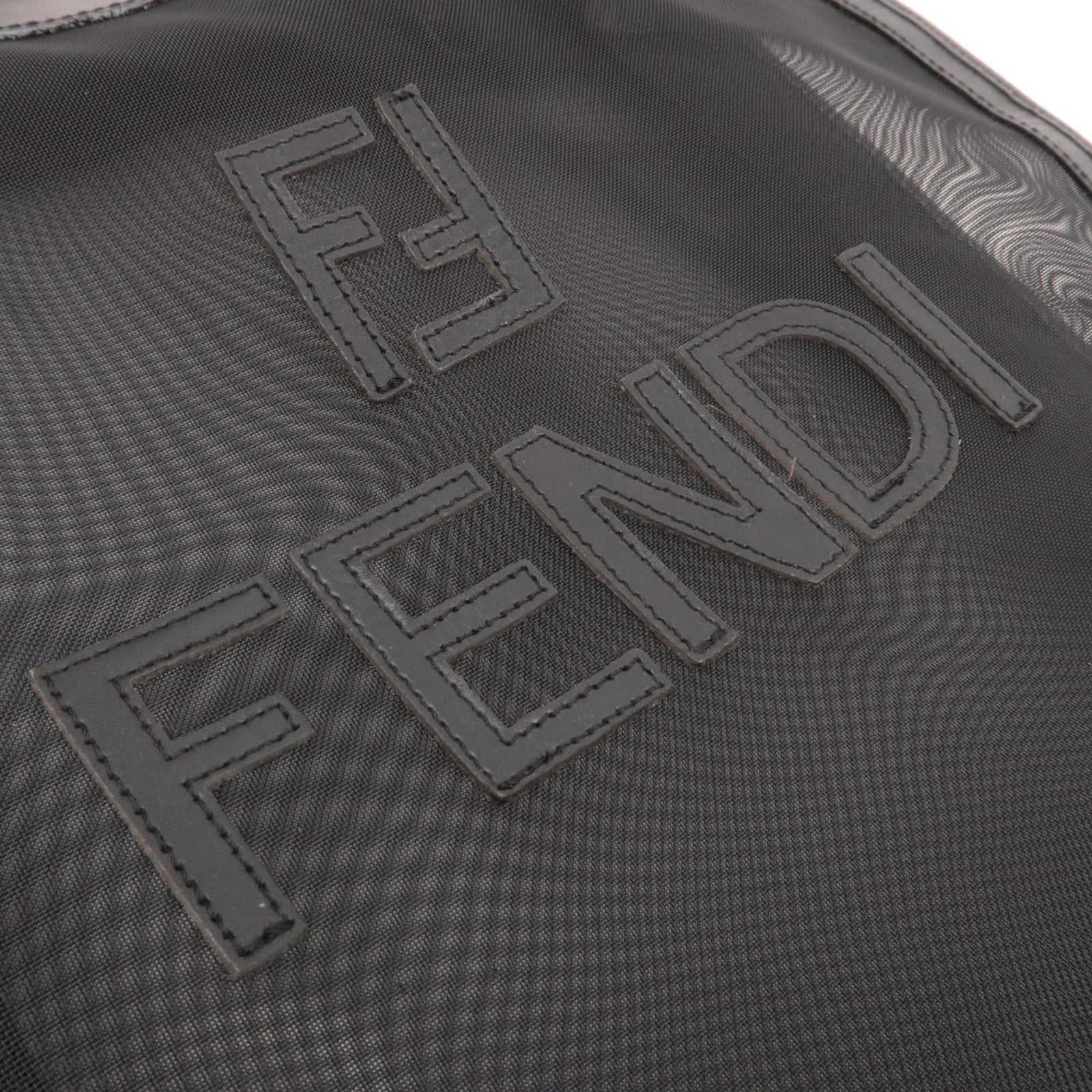 FENDI Logo Mesh Tote Bag Black 259647
