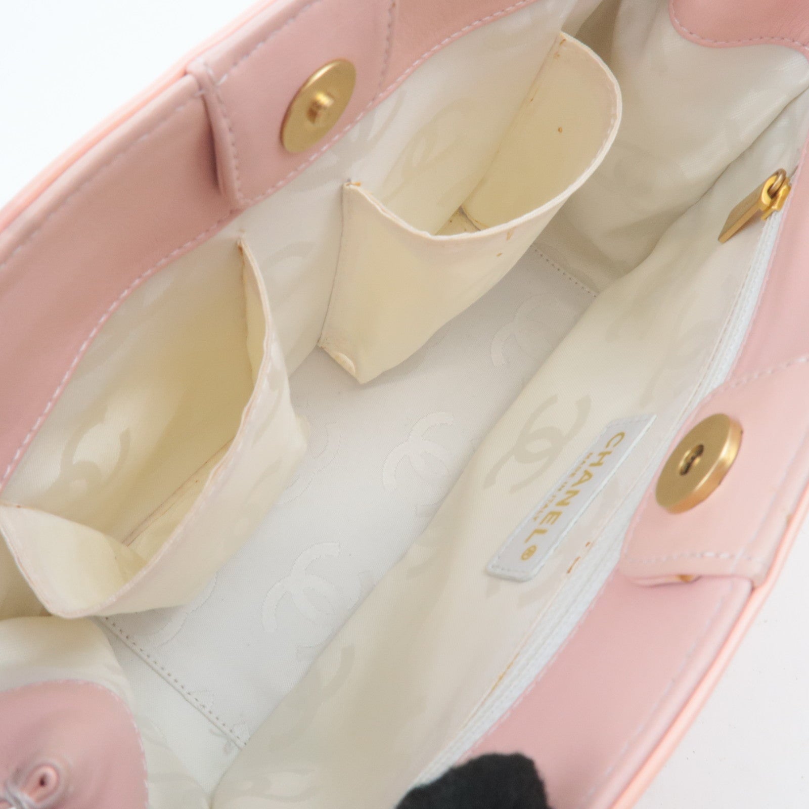 CHANEL Triple Coco Patent Tote Bag Pink A27117