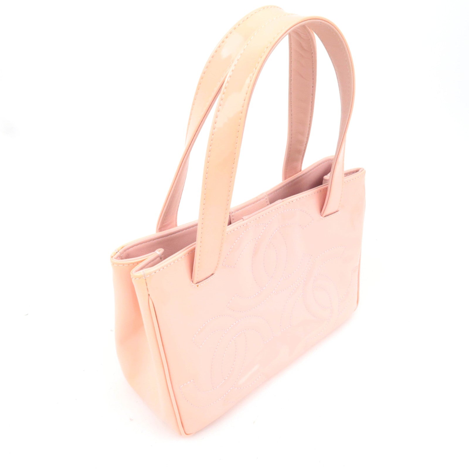 CHANEL Triple Coco Patent Tote Bag Pink A27117