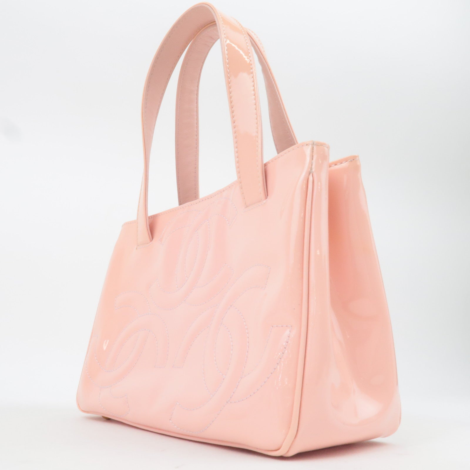 CHANEL Triple Coco Patent Tote Bag Pink A27117