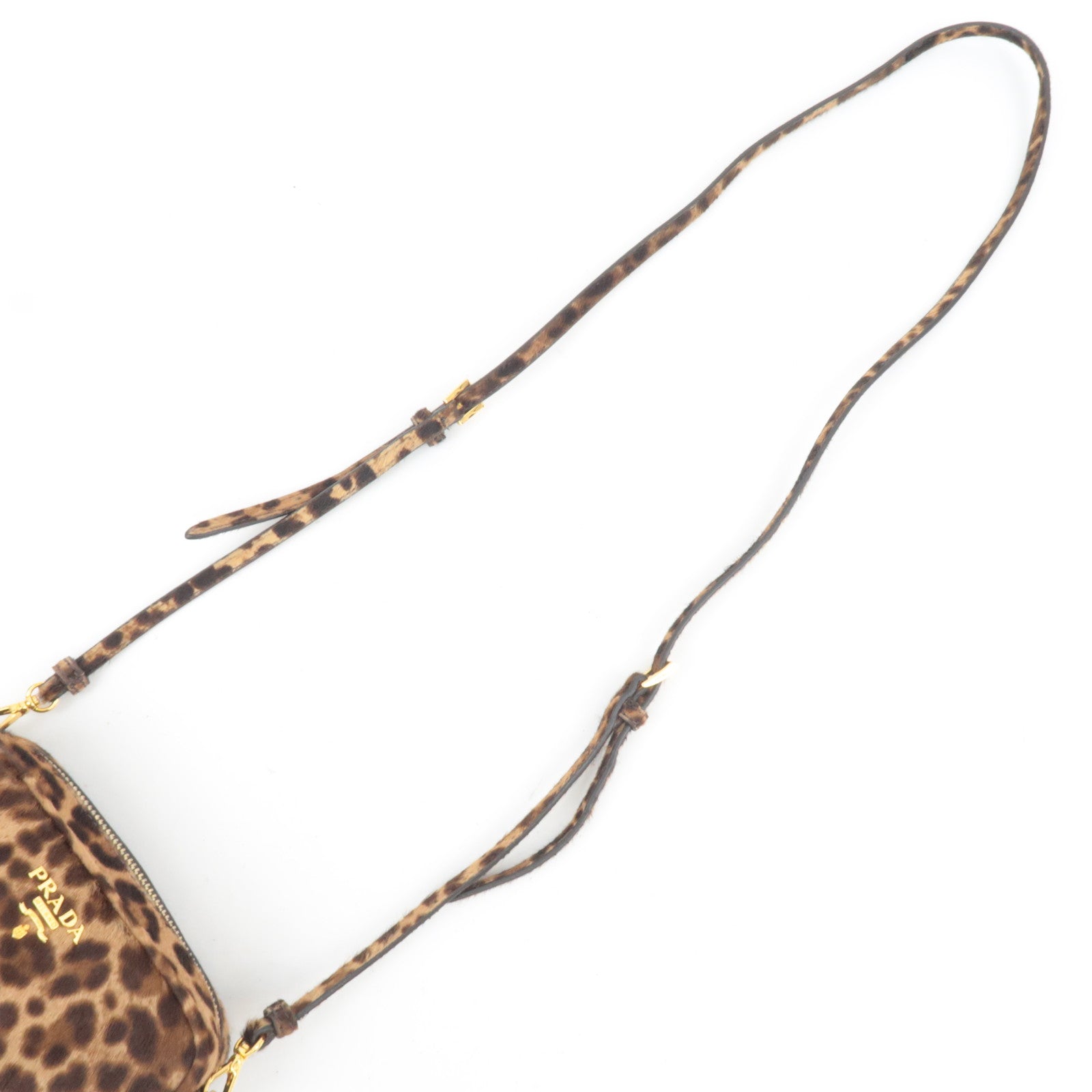 PRADA Leopard Print Calf Shoulder Bag Brown 1N1674