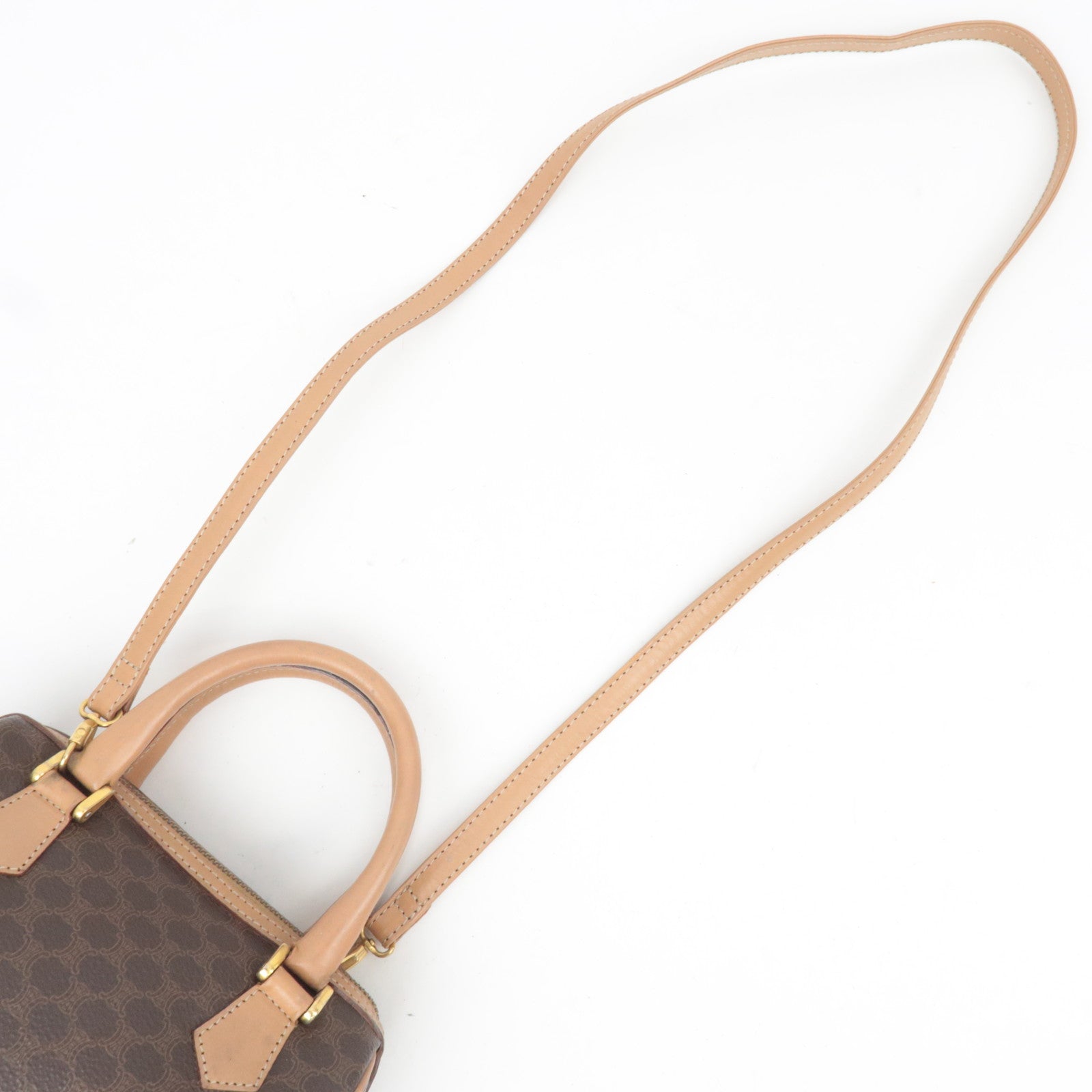 CELINE Macadam 2Way PVC Leather Handbag Brown