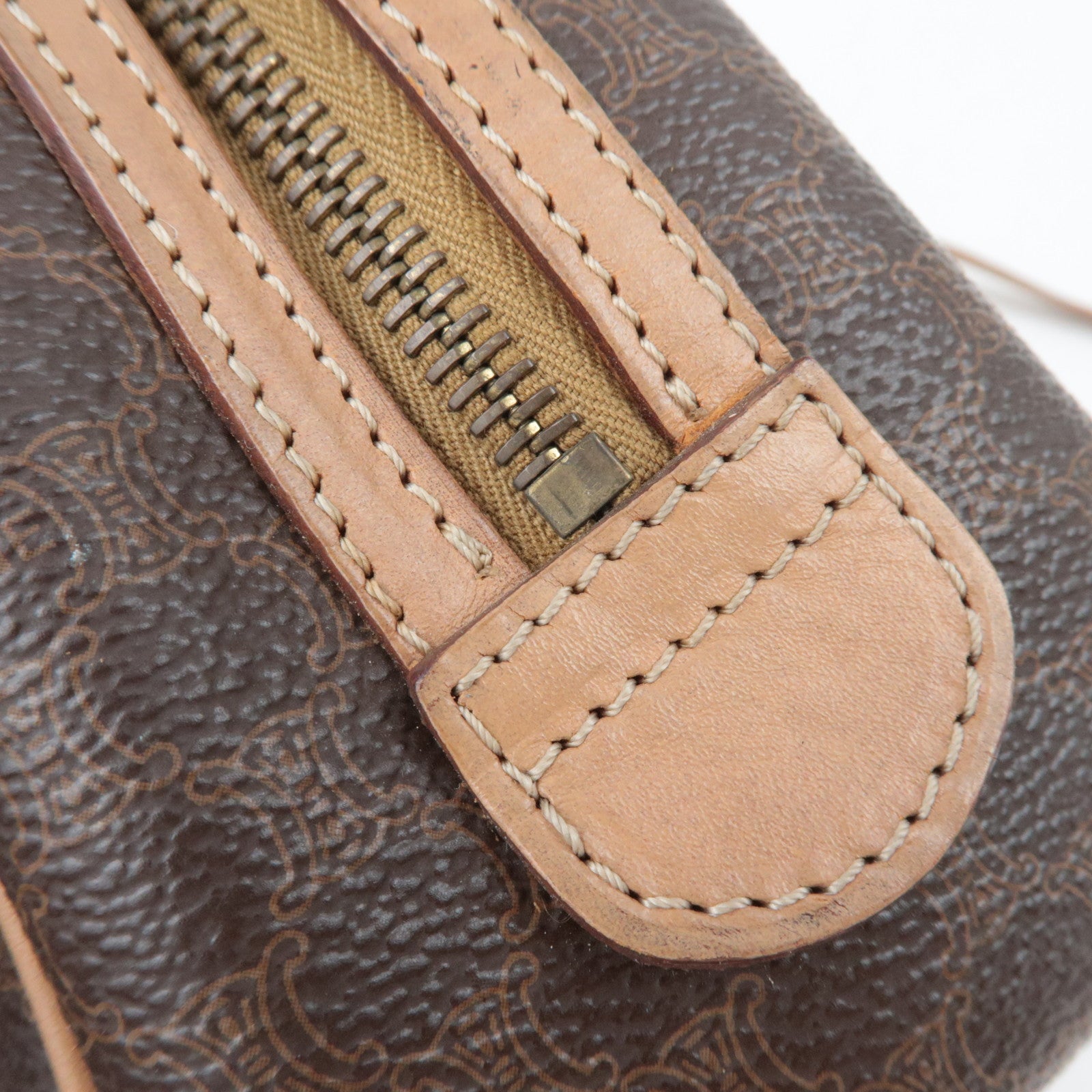 CELINE Macadam 2Way PVC Leather Handbag Brown
