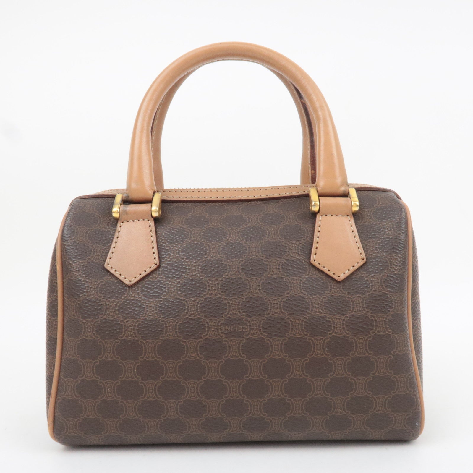 CELINE Macadam 2Way PVC Leather Handbag Brown
