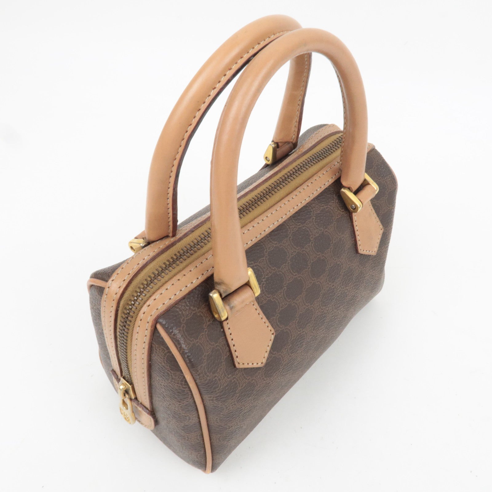 CELINE Macadam 2Way PVC Leather Handbag Brown