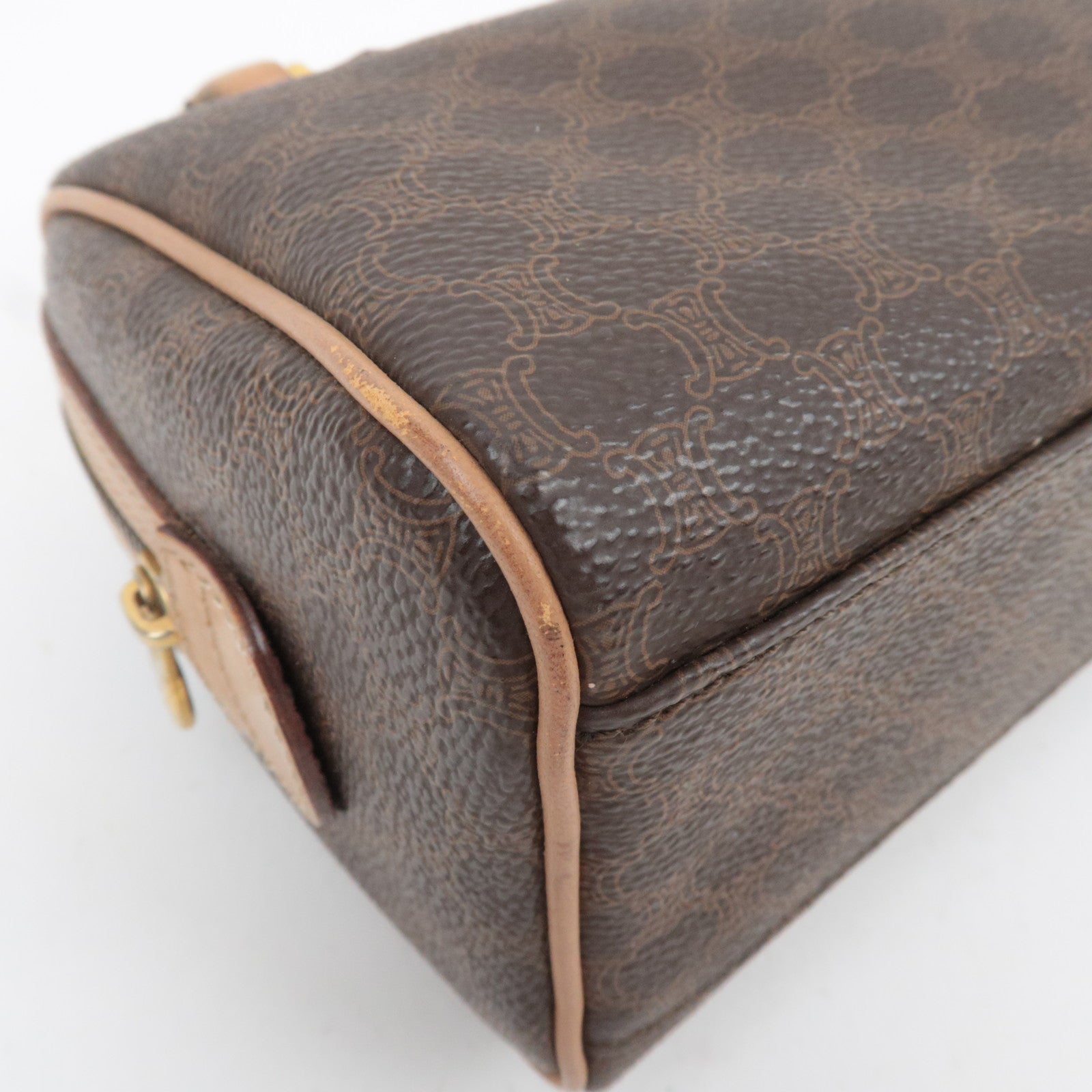 CELINE Macadam 2Way PVC Leather Handbag Brown