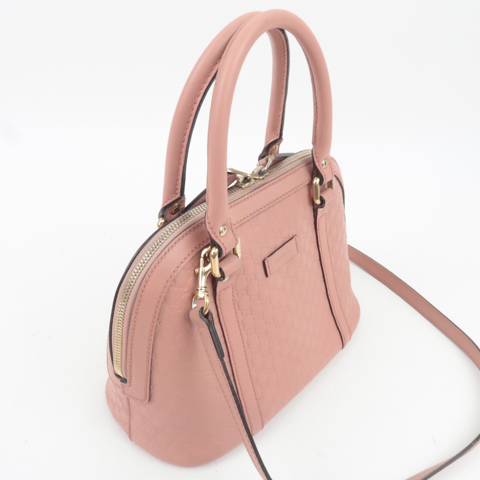 GUCCI Microguccissima 2Way Leather Handbag Pink 449654