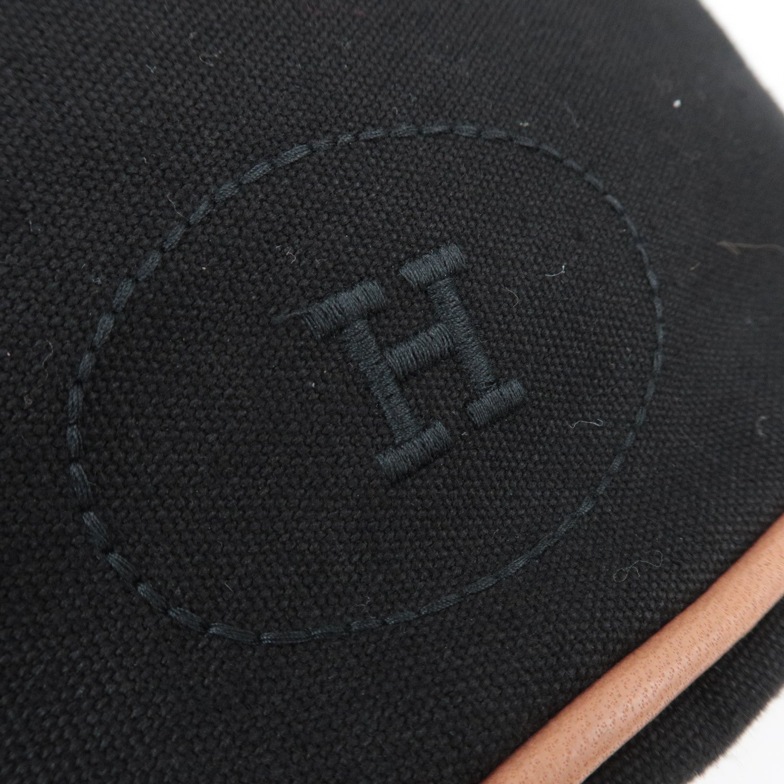 HERMES Polochon Mimil GM Canvas Shoulder Bag Black