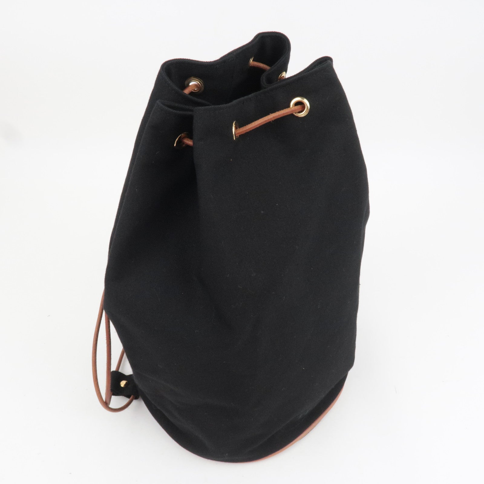 HERMES Polochon Mimil GM Canvas Shoulder Bag Black
