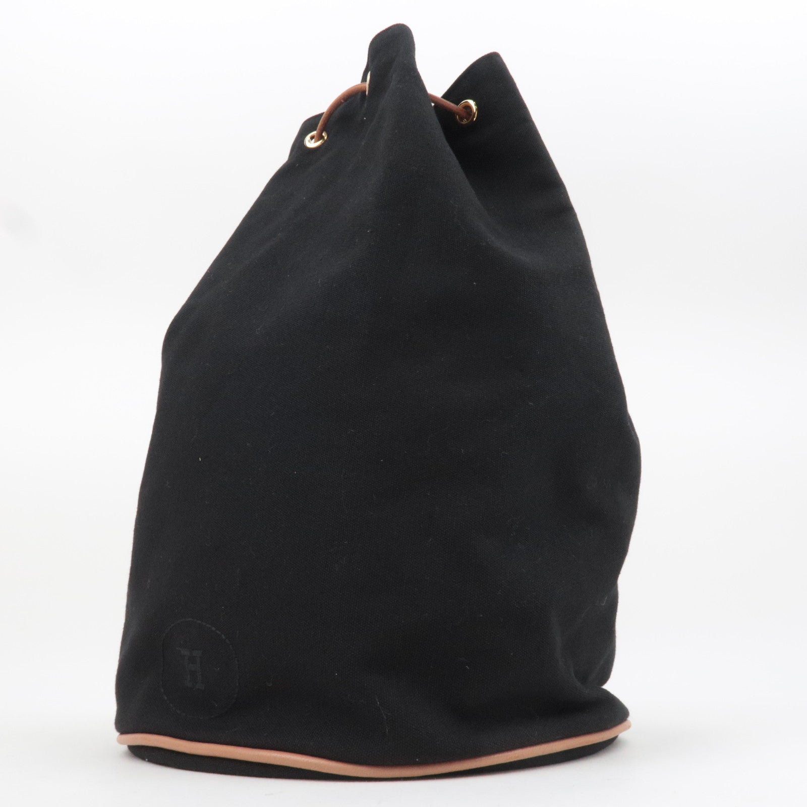 HERMES Polochon Mimil GM Canvas Shoulder Bag Black
