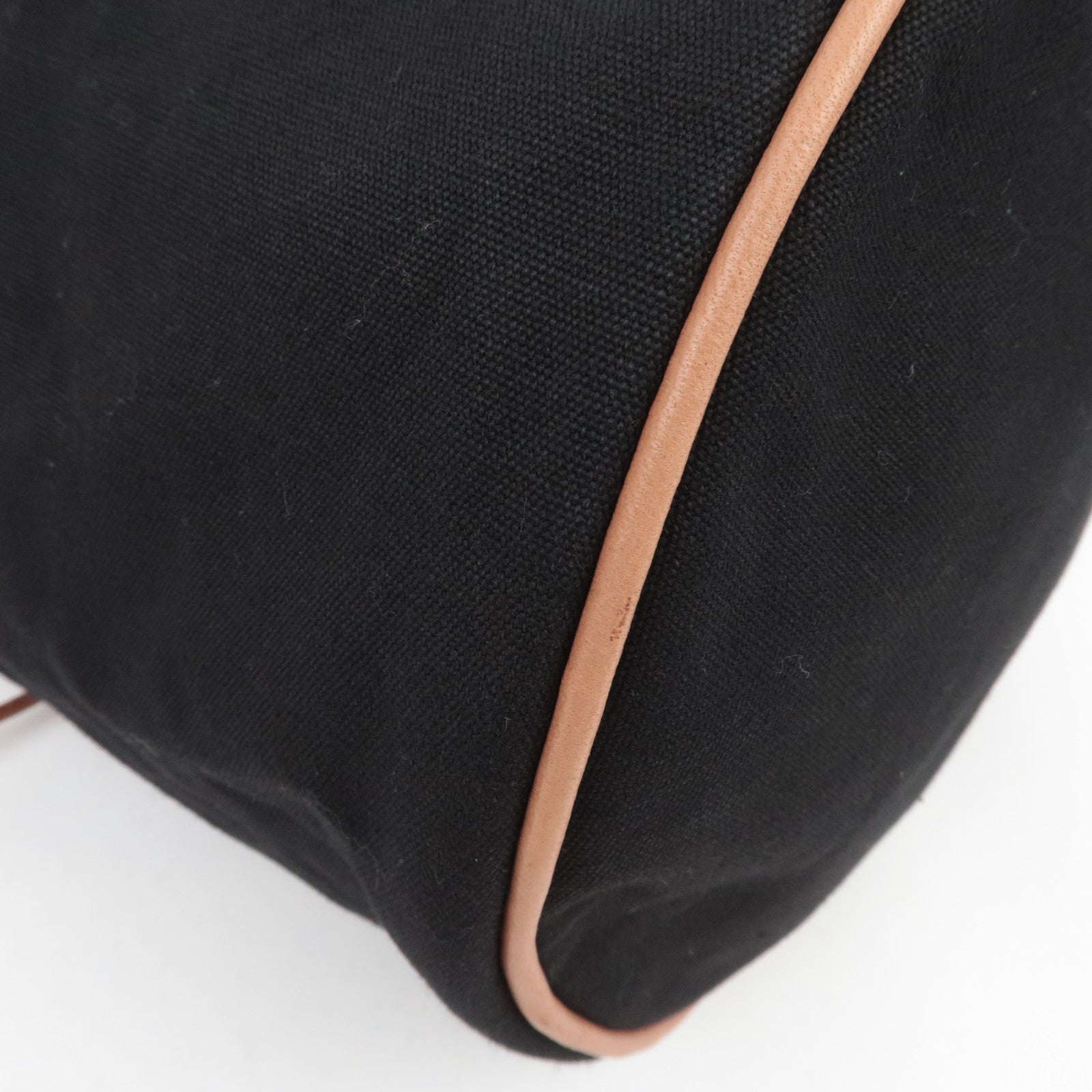 HERMES Polochon Mimil GM Canvas Shoulder Bag Black