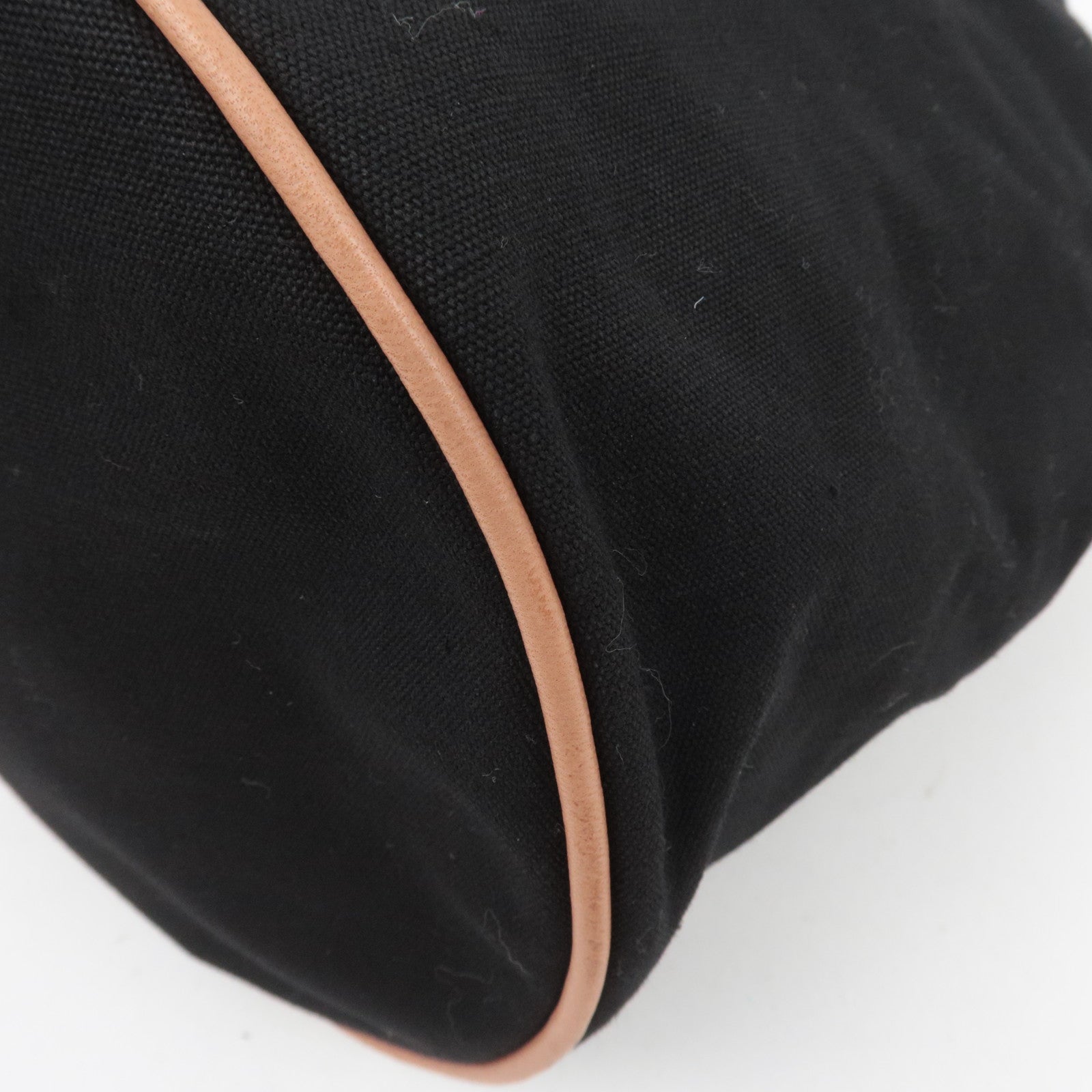 HERMES Polochon Mimil GM Canvas Shoulder Bag Black