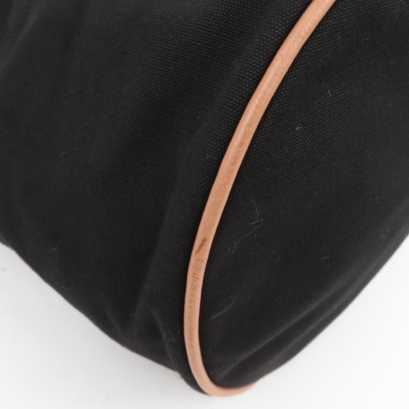 HERMES Polochon Mimil GM Canvas Shoulder Bag Black