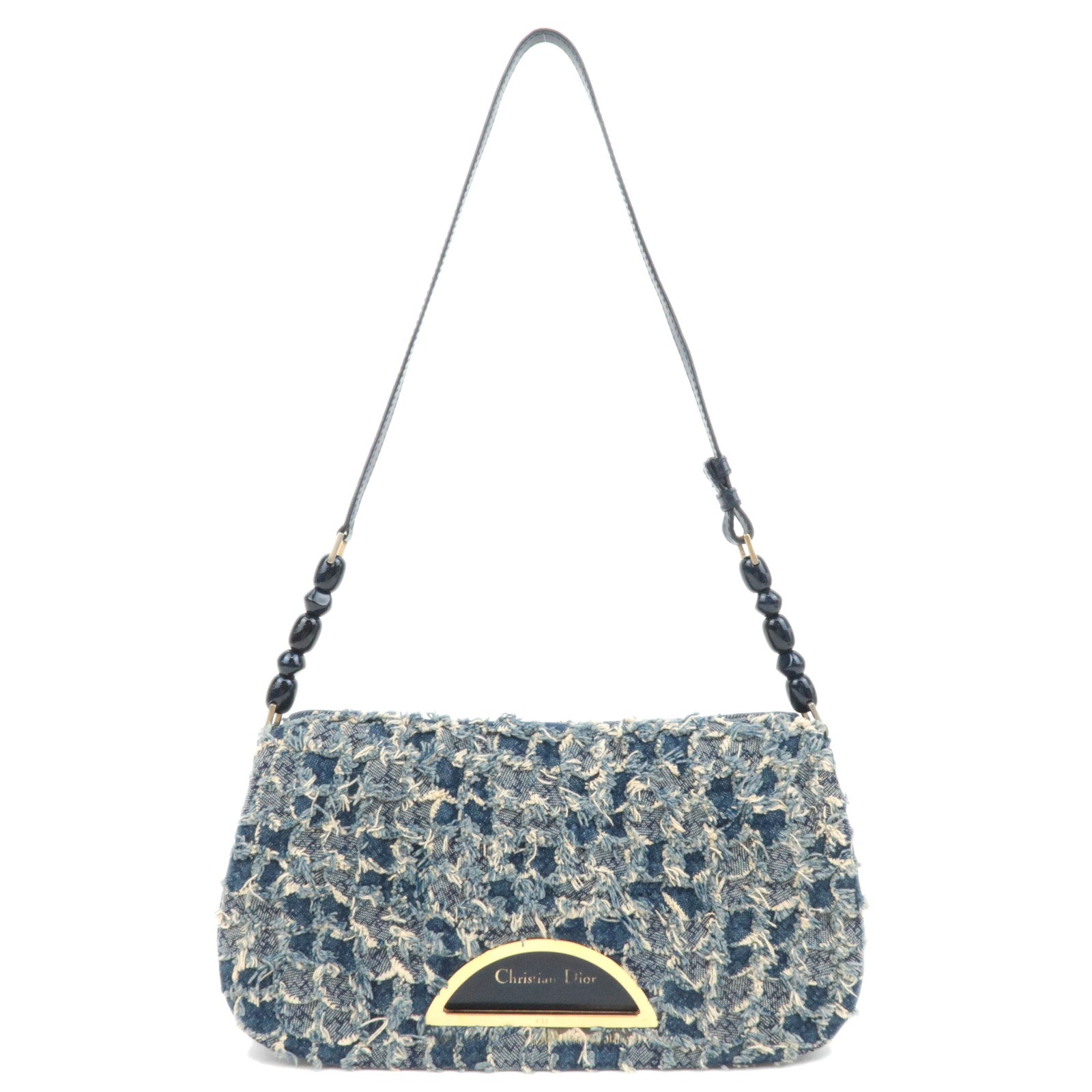 Christian Dior Maris Pearl Denim Shoulder Bag Blue88891