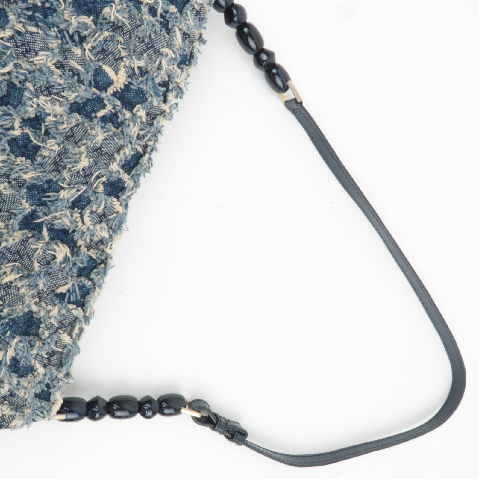 Christian Dior Maris Pearl Denim Shoulder Bag Blue