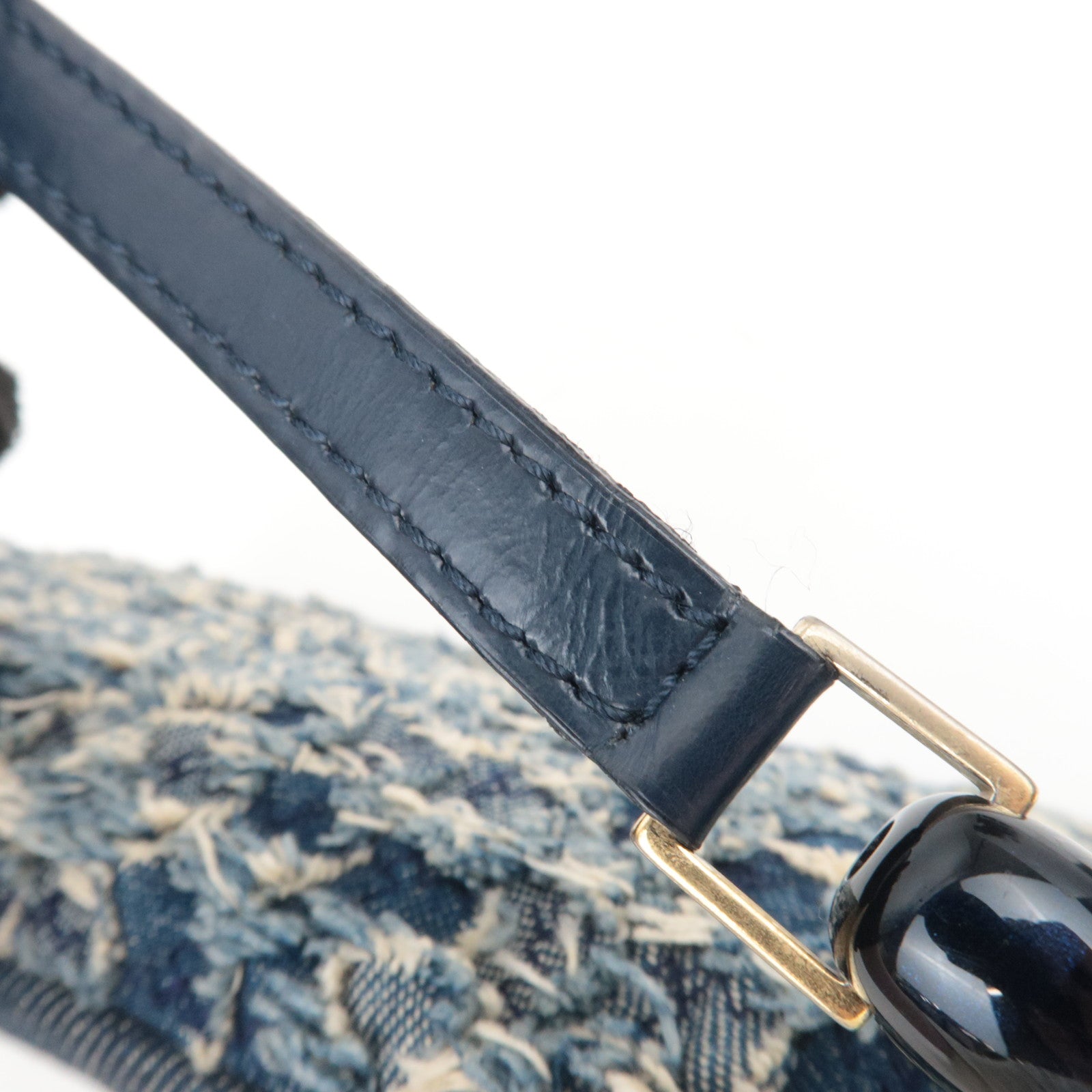Christian Dior Maris Pearl Denim Shoulder Bag Blue