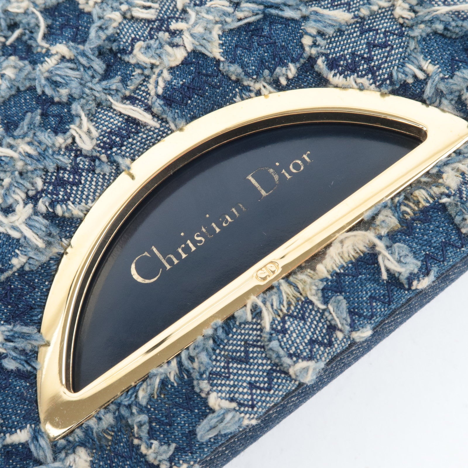 Christian Dior Maris Pearl Denim Shoulder Bag Blue