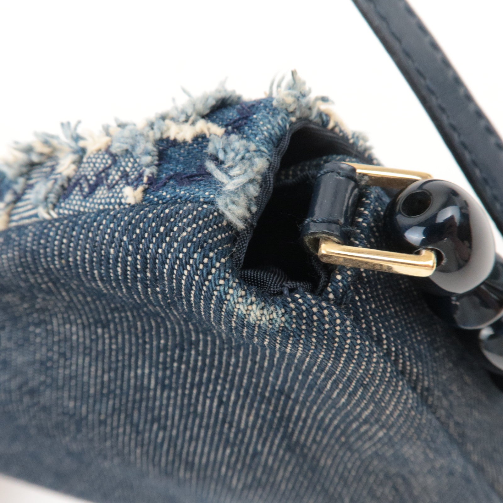 Christian Dior Maris Pearl Denim Shoulder Bag Blue