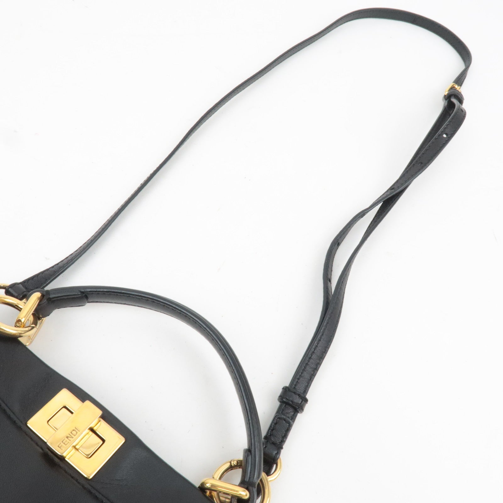 FENDI Peekaboo Mini 2Way Leather Handbag Black
