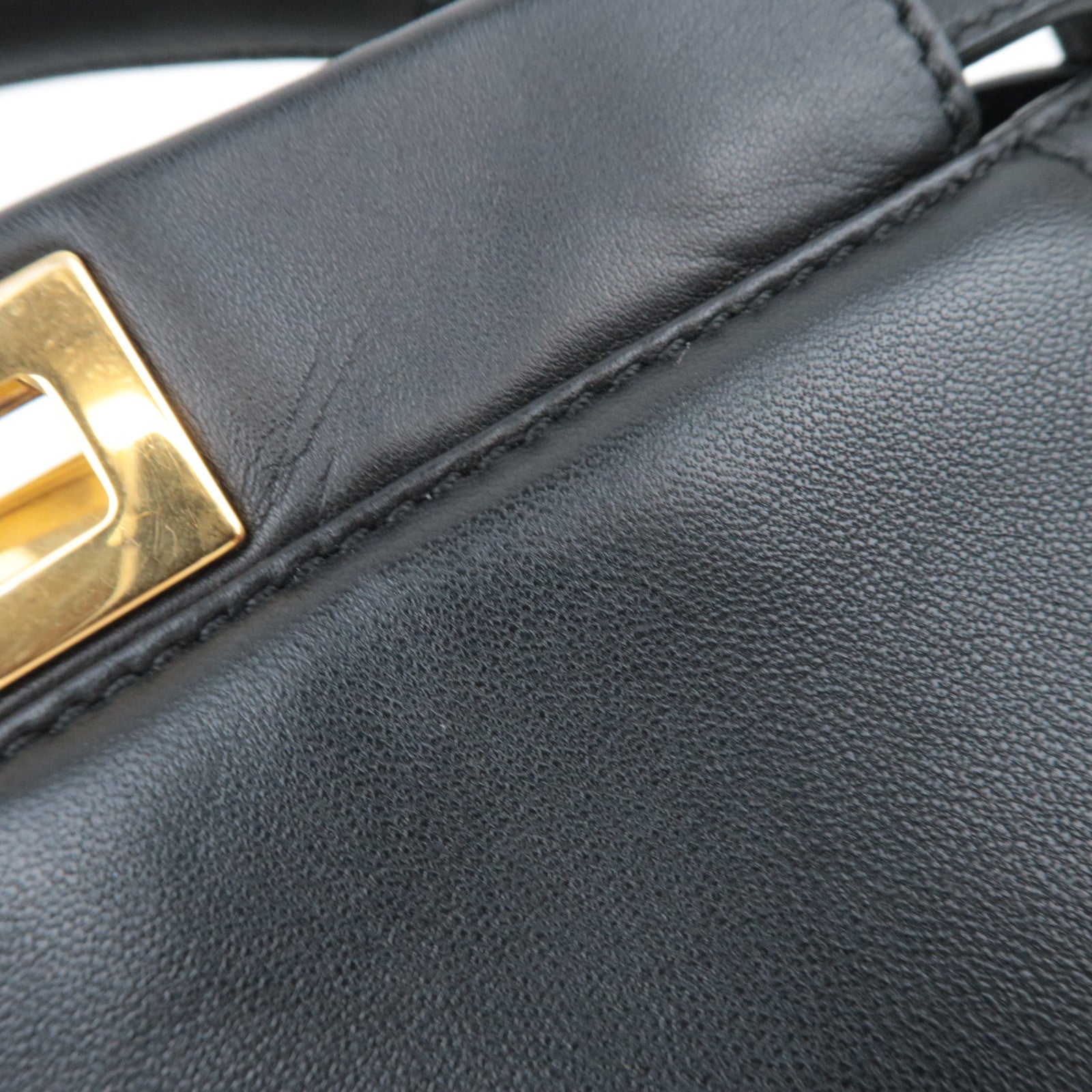 FENDI Peekaboo Mini 2Way Leather Handbag Black