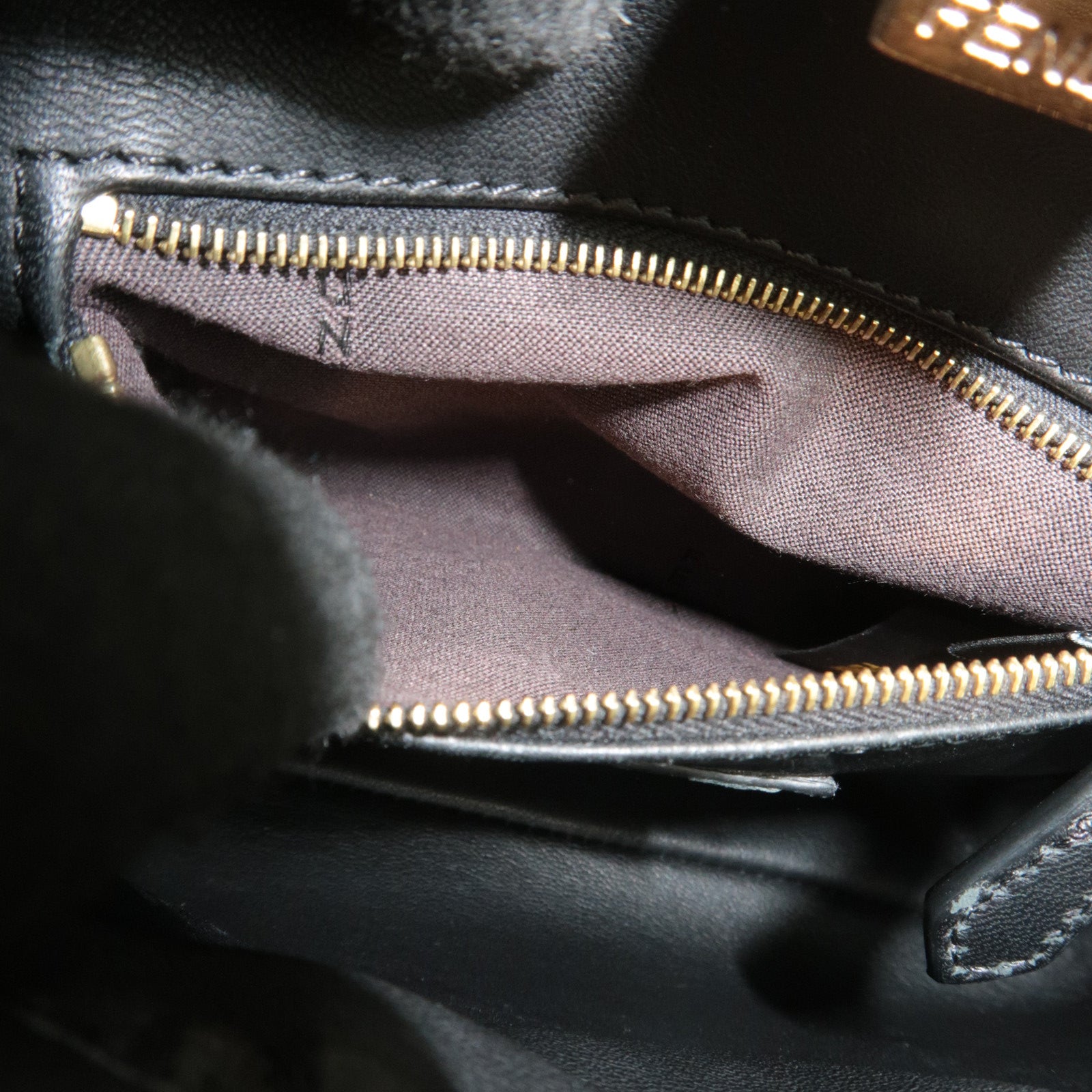 FENDI Peekaboo Mini 2Way Leather Handbag Black