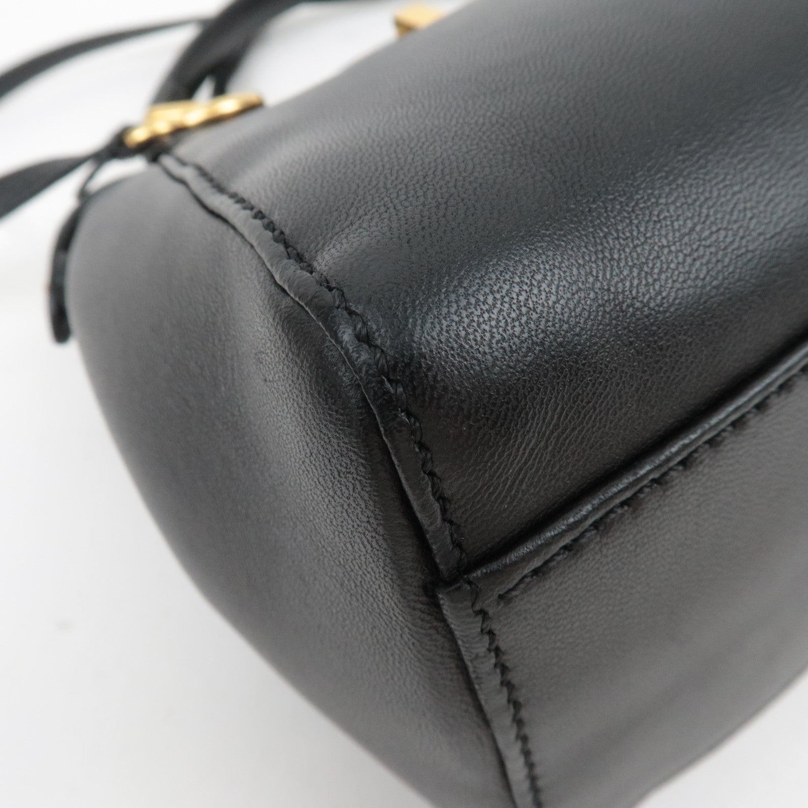 FENDI Peekaboo Mini 2Way Leather Handbag Black