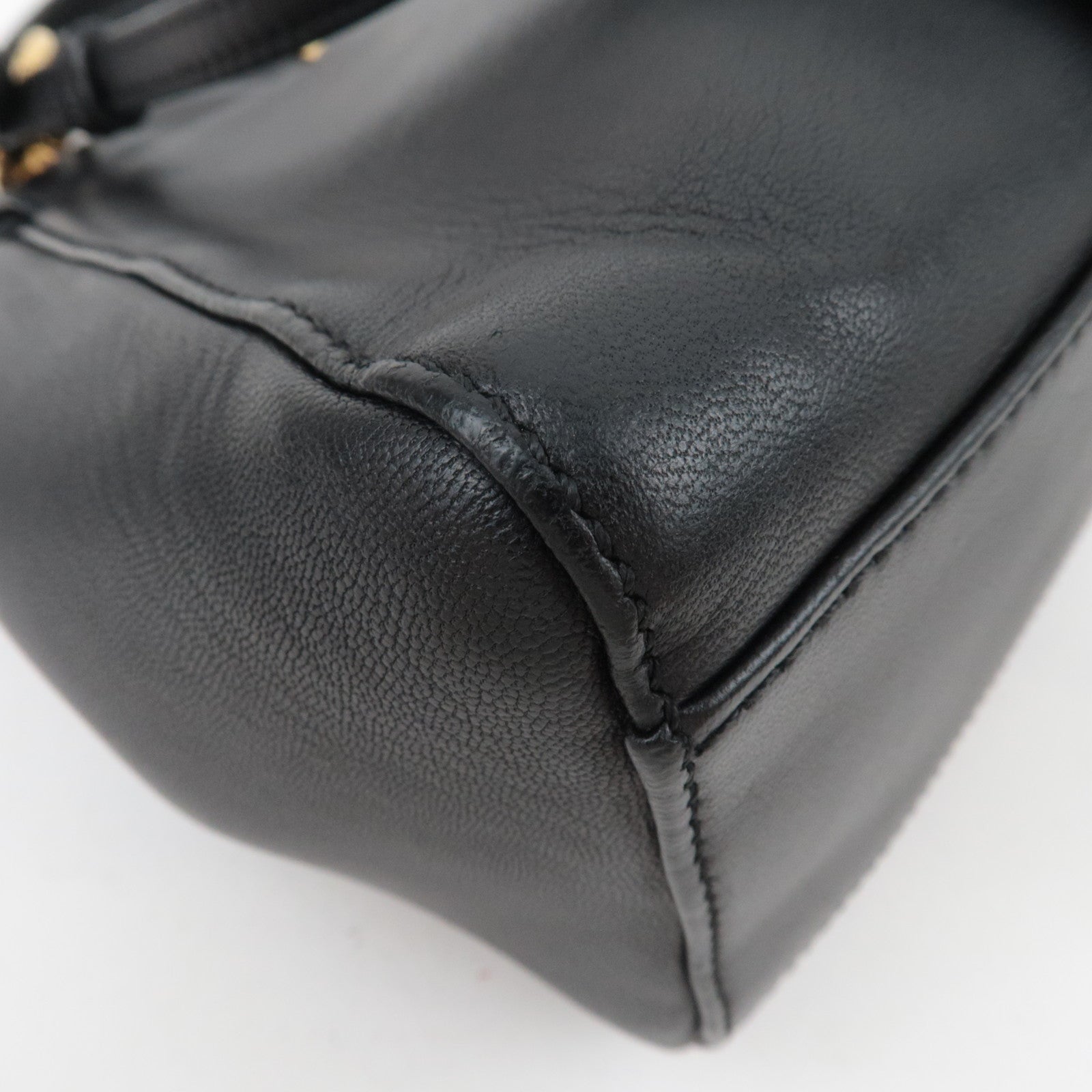 FENDI Peekaboo Mini 2Way Leather Handbag Black