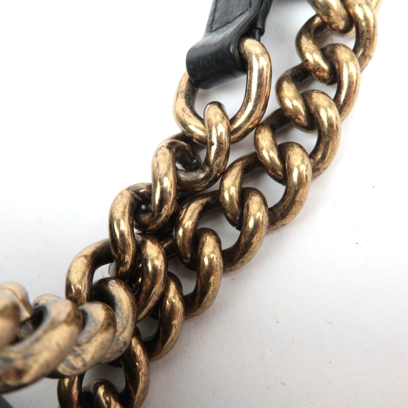 CHANEL Matelasse Lambskin Chain Shoulder Bag Black Gold HDW