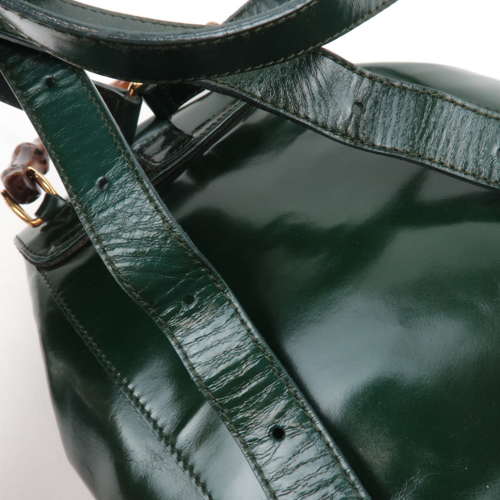 GUCCI Bamboo Leather Backpack Green 003.1998.0030