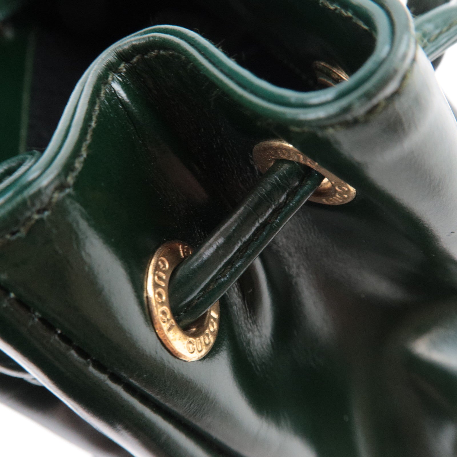 GUCCI Bamboo Leather Backpack Green 003.1998.0030