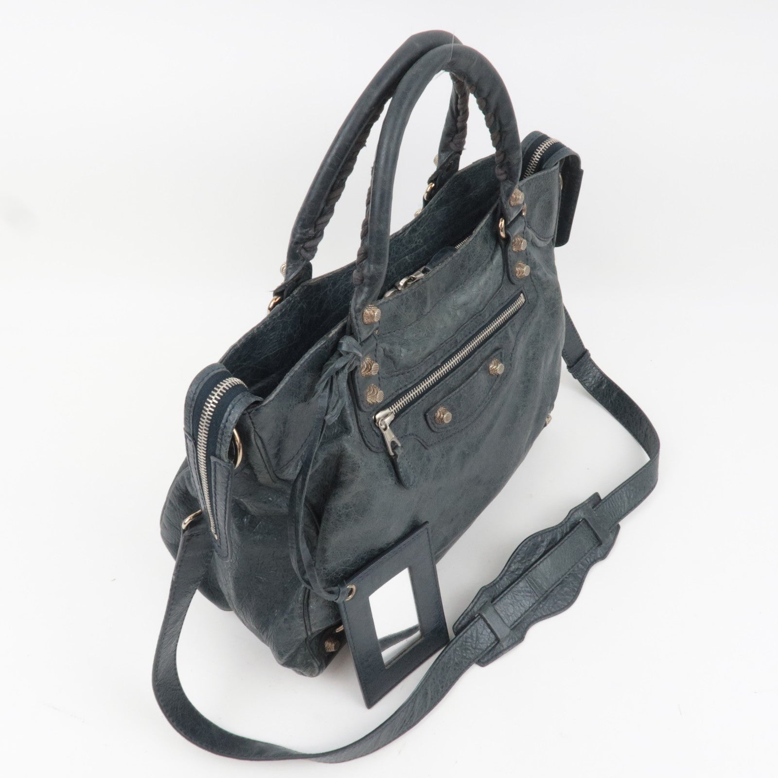 BALENCIAGA The Giant Velo 2Way Leather Handbag Black 282010