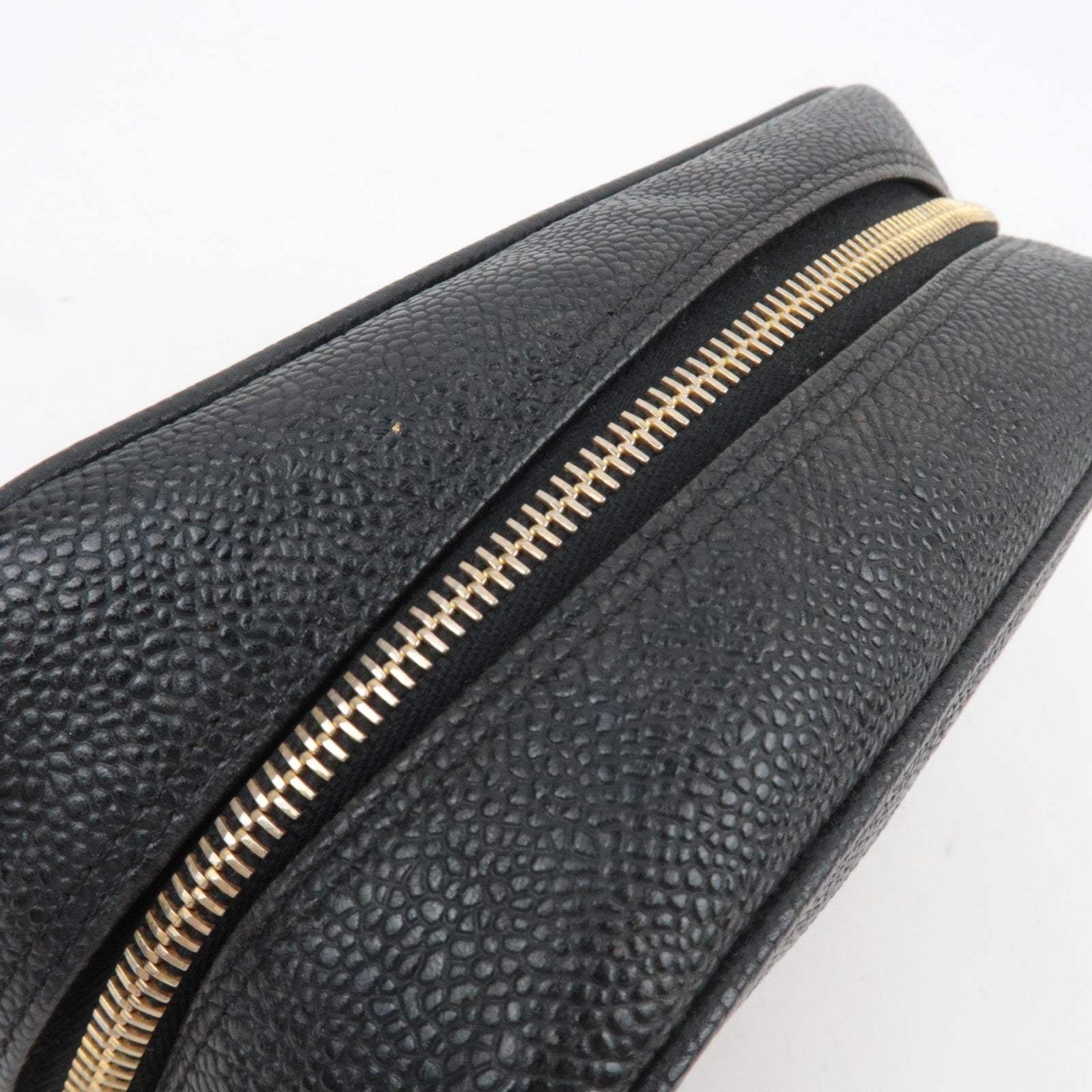 CHANEL Coco Mark Caviarskin Pouch Black