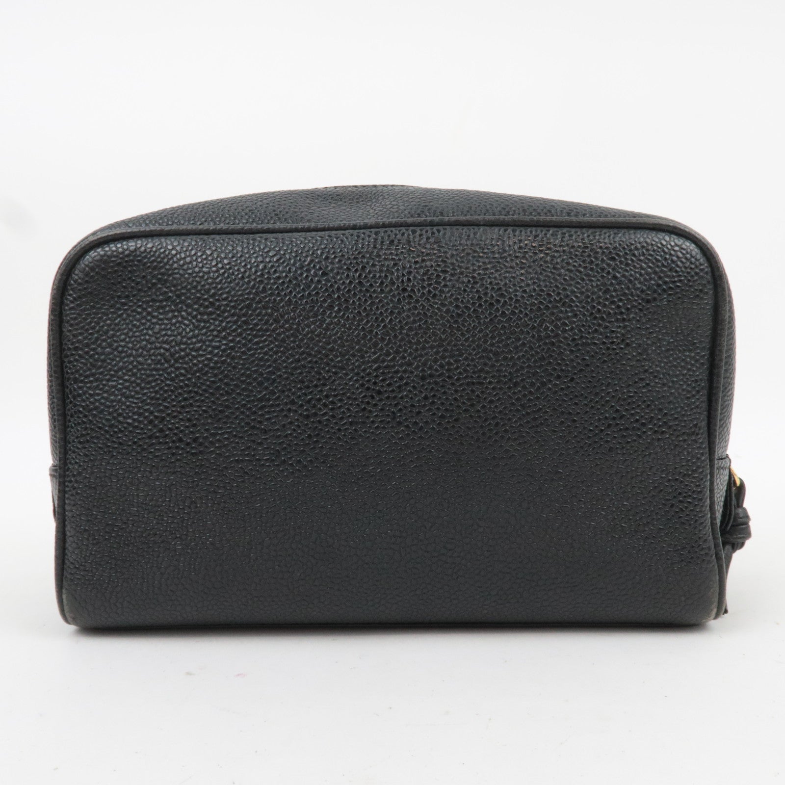 CHANEL Coco Mark Caviarskin Pouch Black