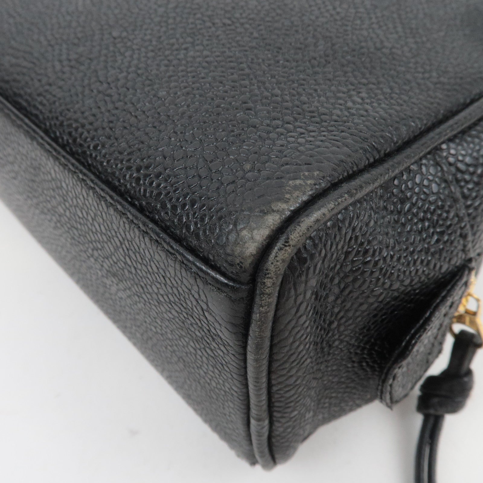 CHANEL Coco Mark Caviarskin Pouch Black