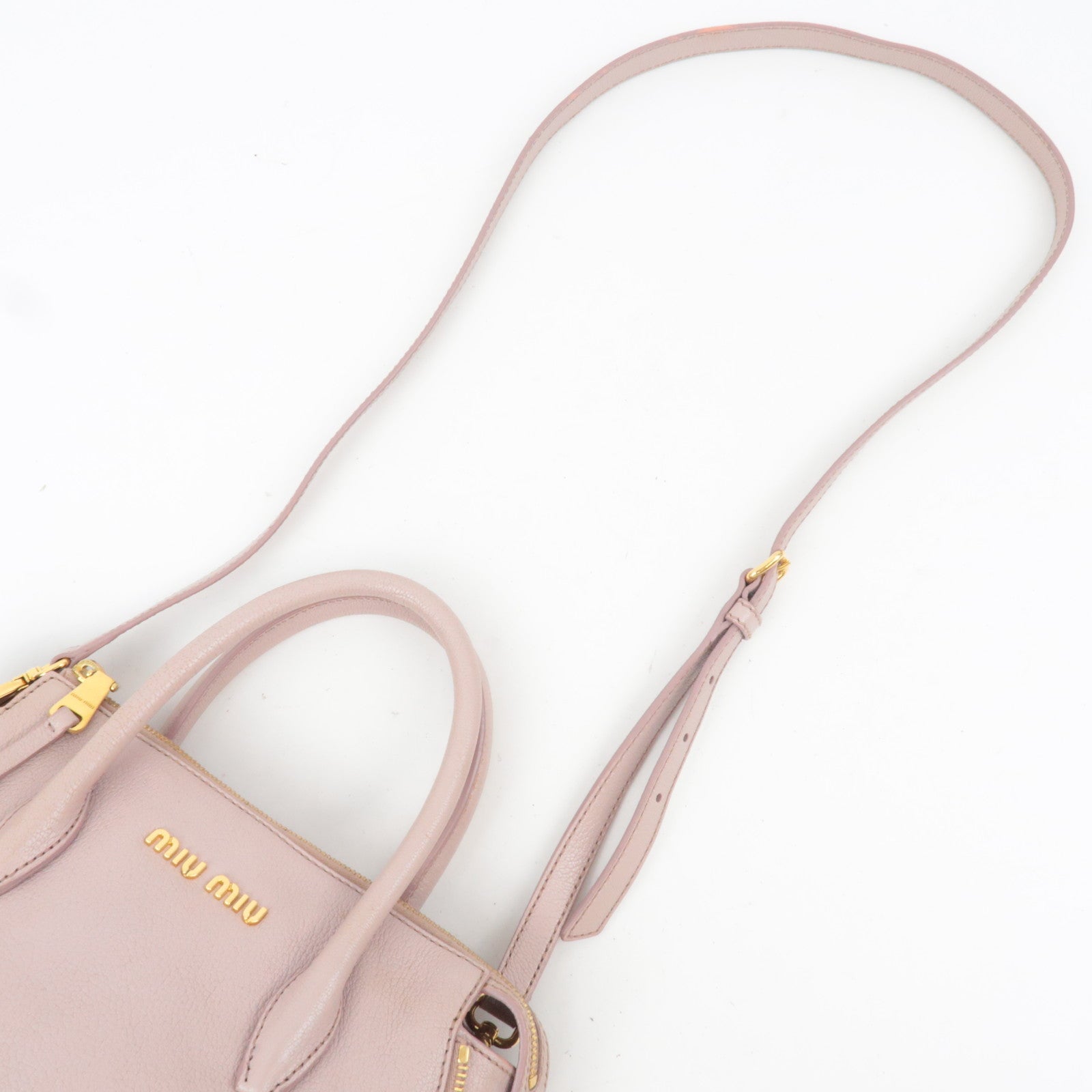 MIU MIU 2Way Leather Handbag Pink Beige