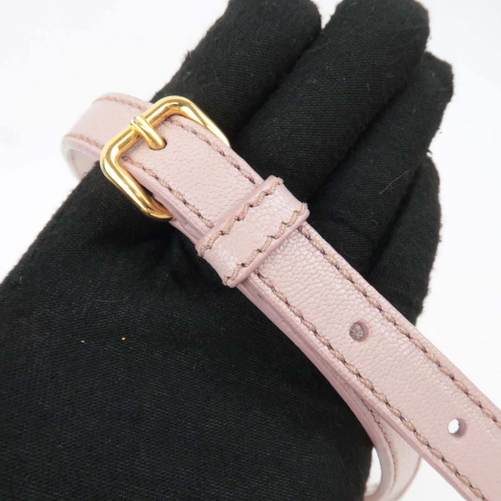 MIU MIU 2Way Leather Handbag Pink Beige
