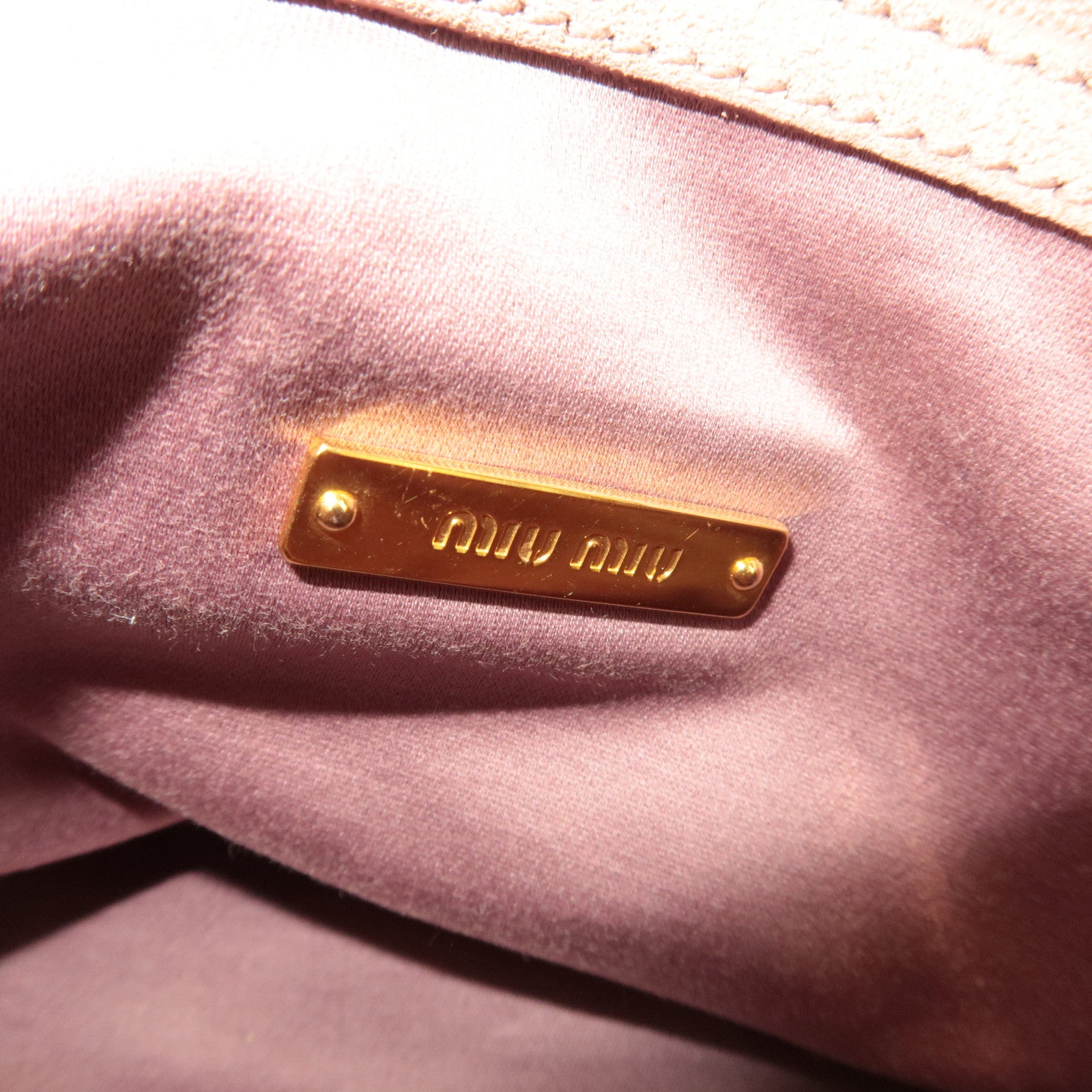 MIU MIU 2Way Leather Handbag Pink Beige