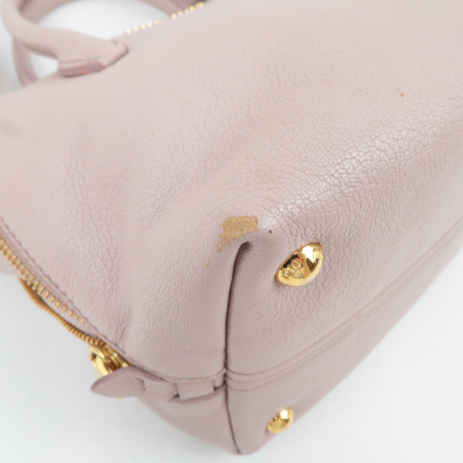 MIU MIU 2Way Leather Handbag Pink Beige