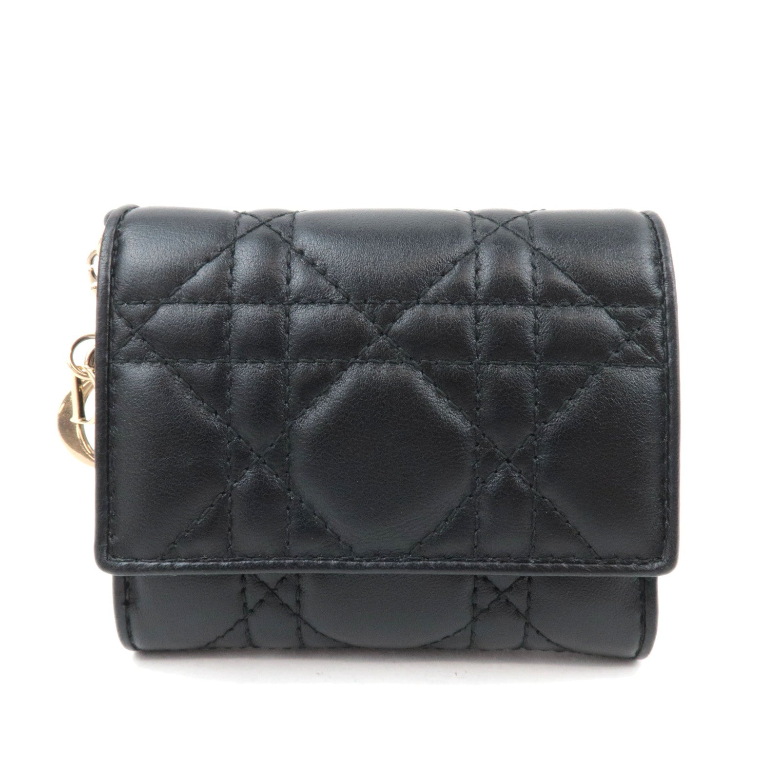 Christian Dior Cannage Lotus Wallet Leather Black89029