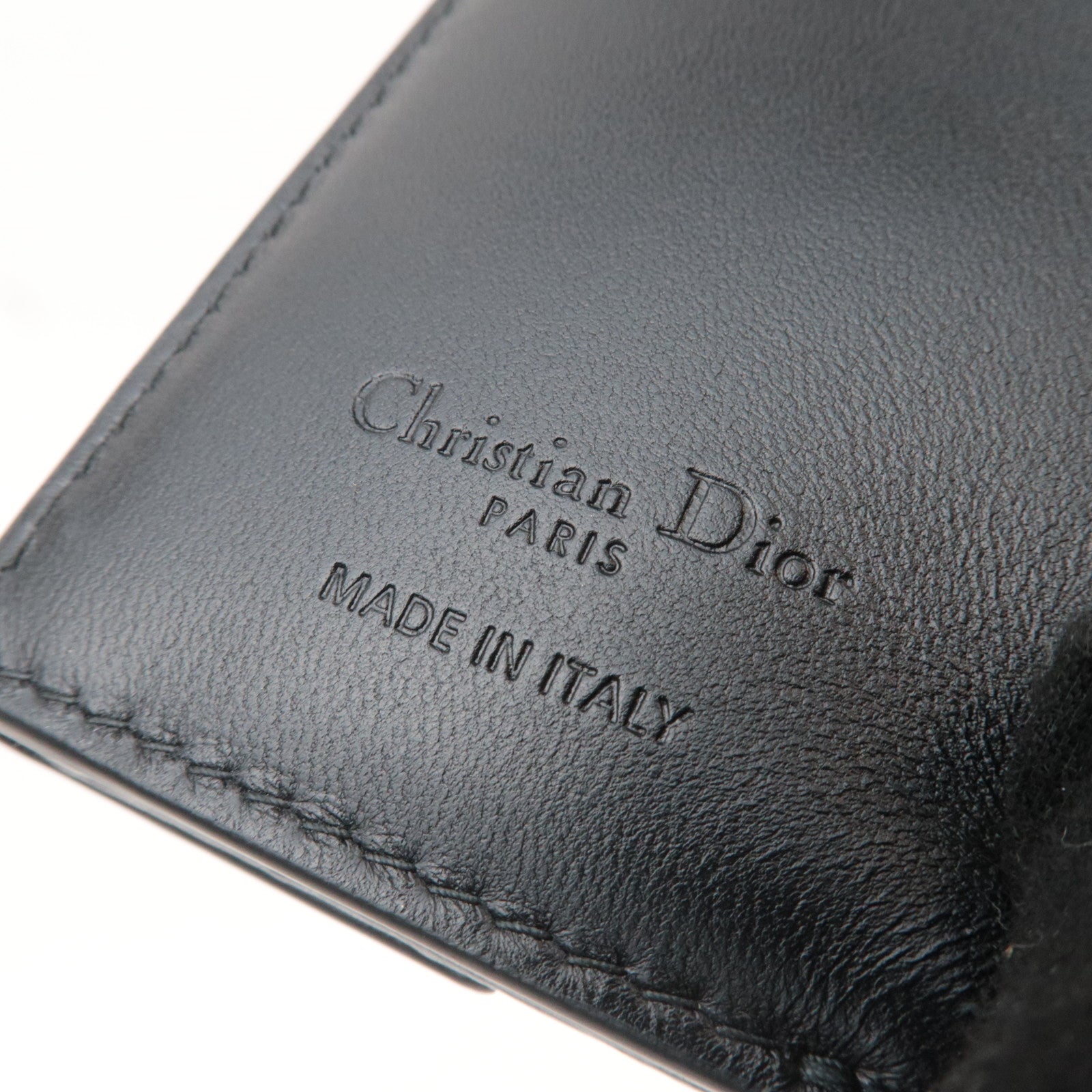 Christian Dior Cannage Lotus Wallet Leather Black